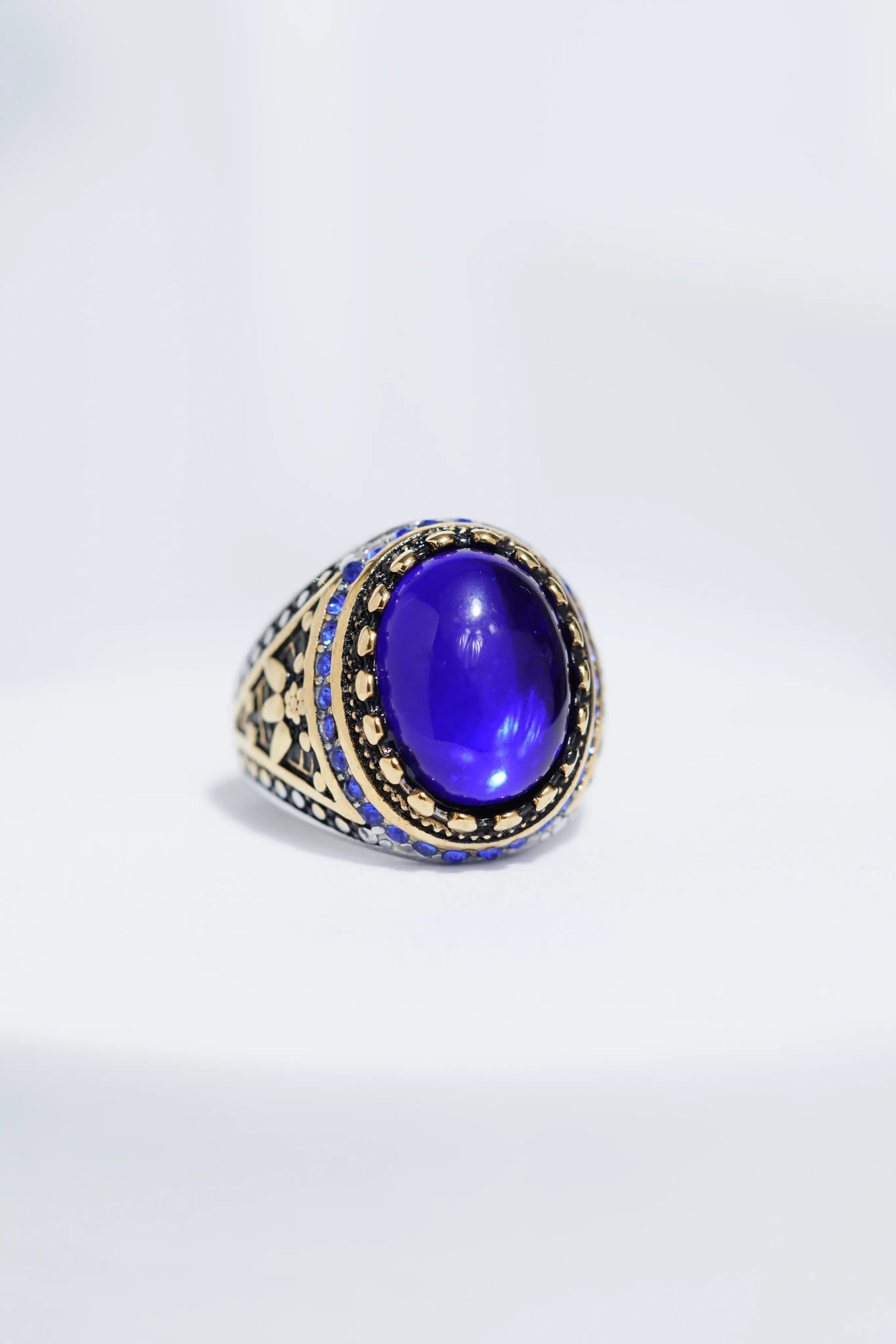 Antique Blue Diamond Stainless Steel Ring For Men worldjewel.in men's ring