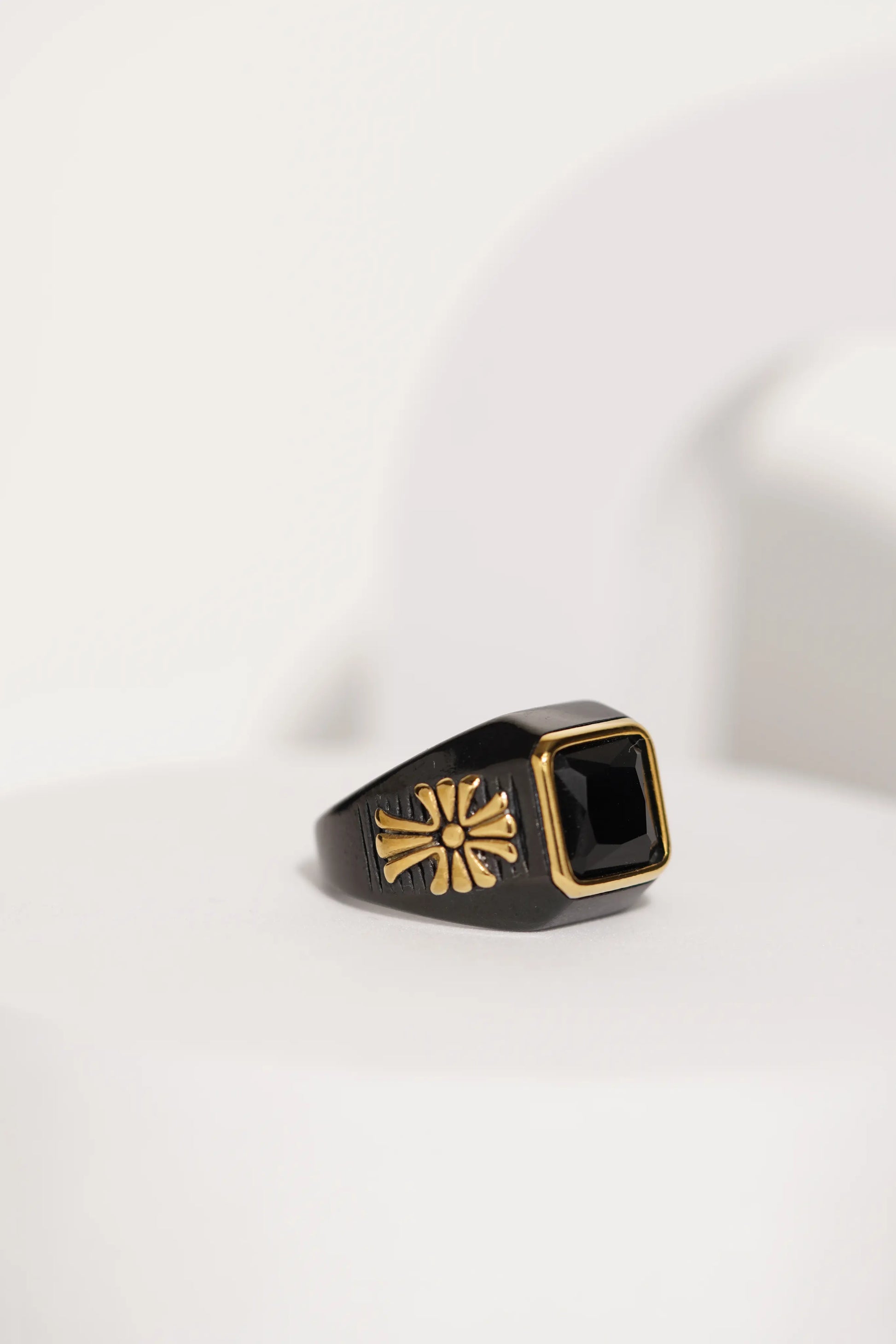 Black & Gold Stainless Steel Band Finger Ring For Men worldjewel.in men's ring