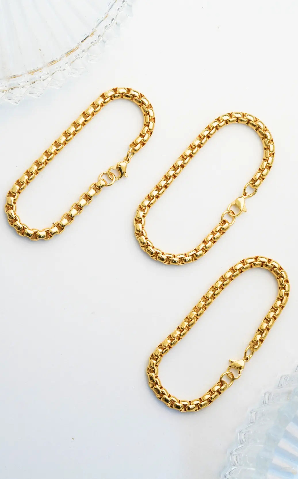 Chain bracelets gold ( 3 pices ) worldjewel.in men's bracelets