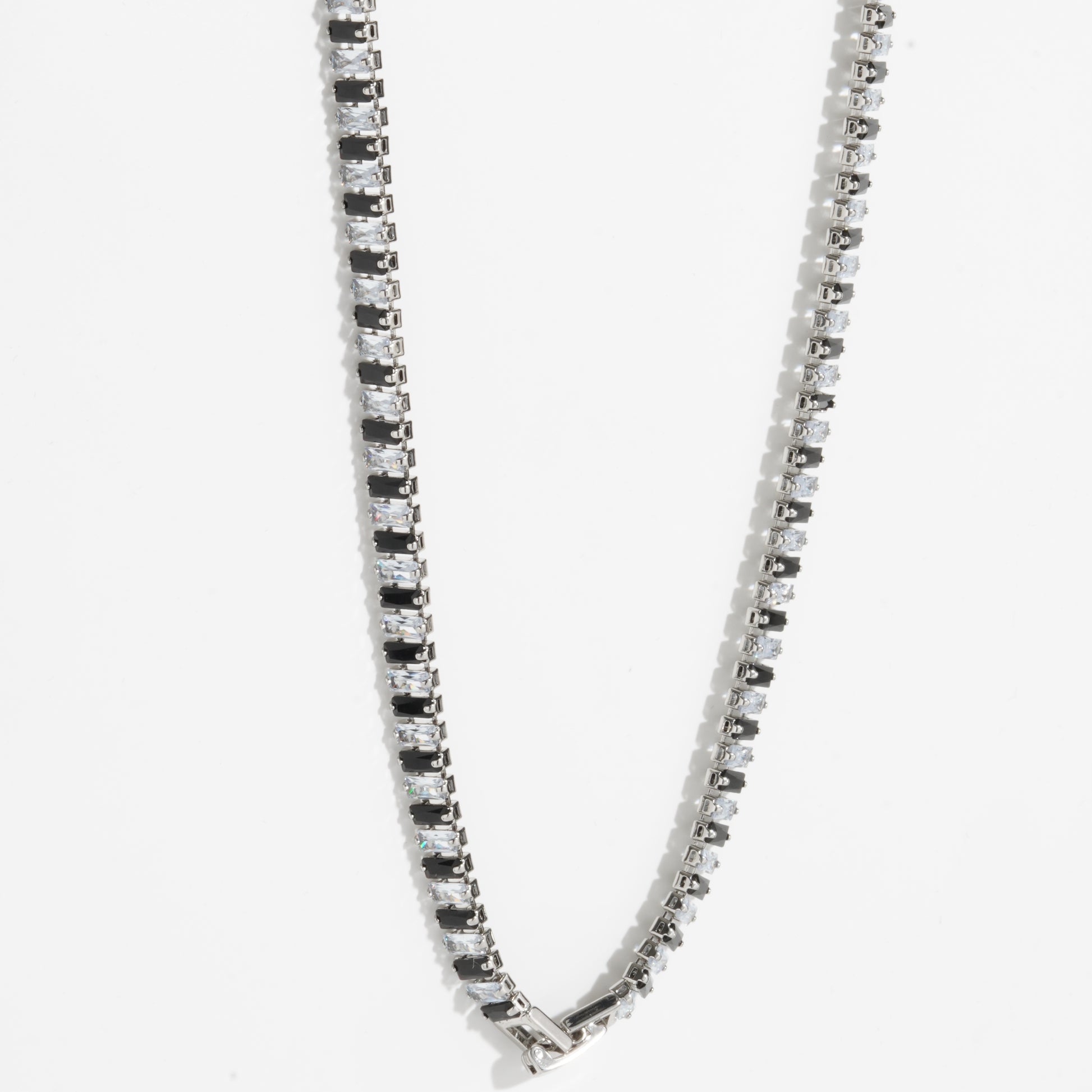 Black & White Diamond Silver Unisex Tennis Chain