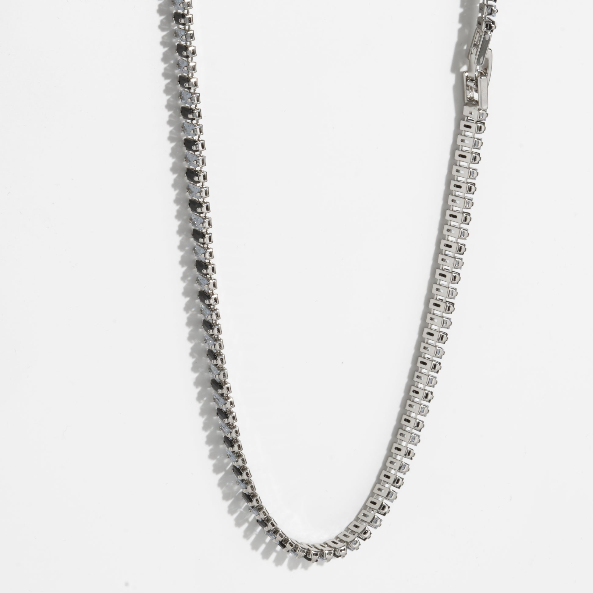 Black & White Diamond Silver Unisex Tennis Chain