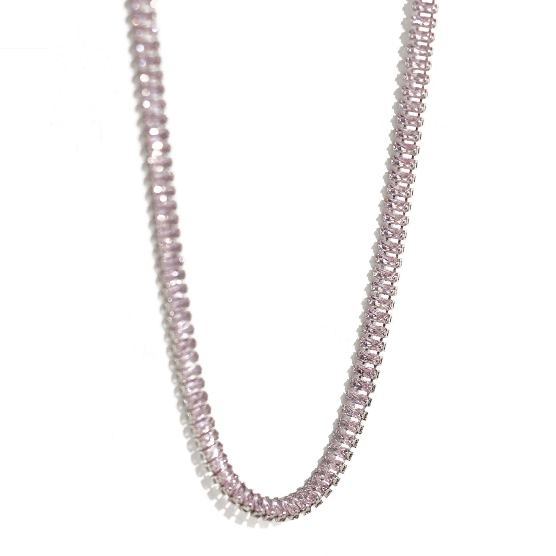 Pink Diamond Unisex Silver Tennis Chain