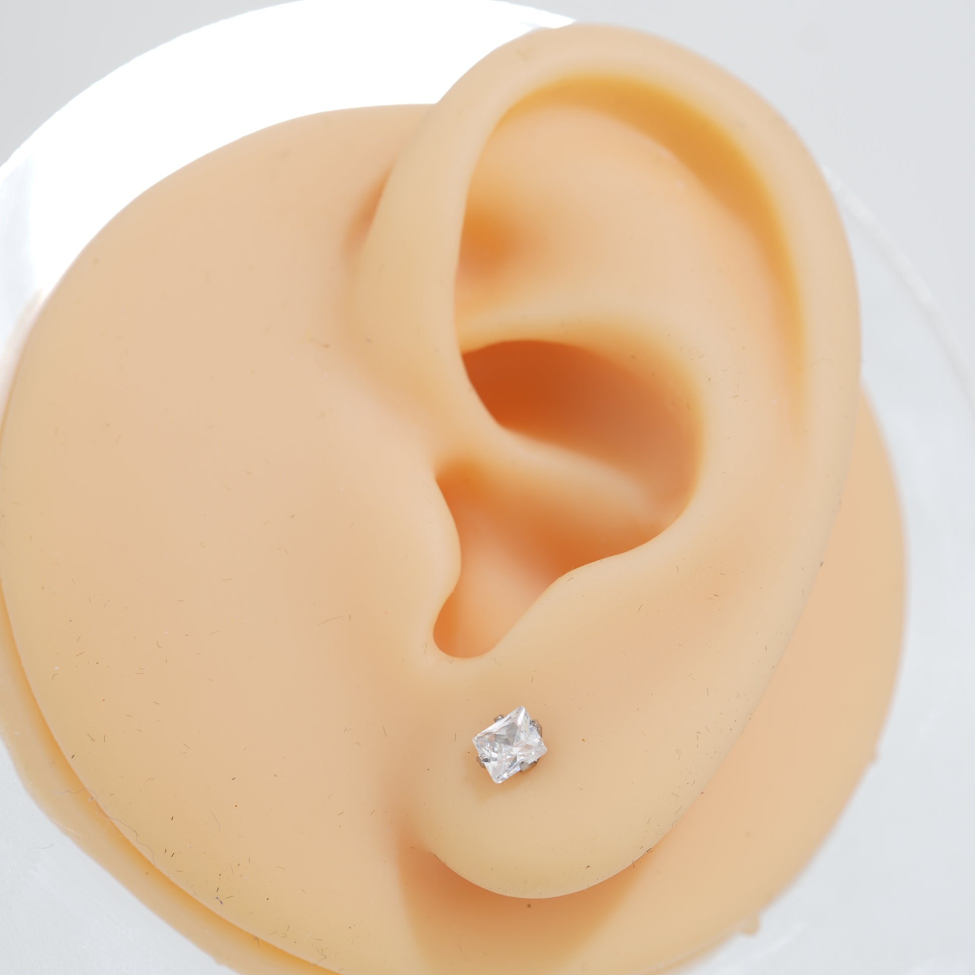 6: Fit Square Cuban Zircon Diamound Studs UNISEX Set of 20pcs. (4 MM)