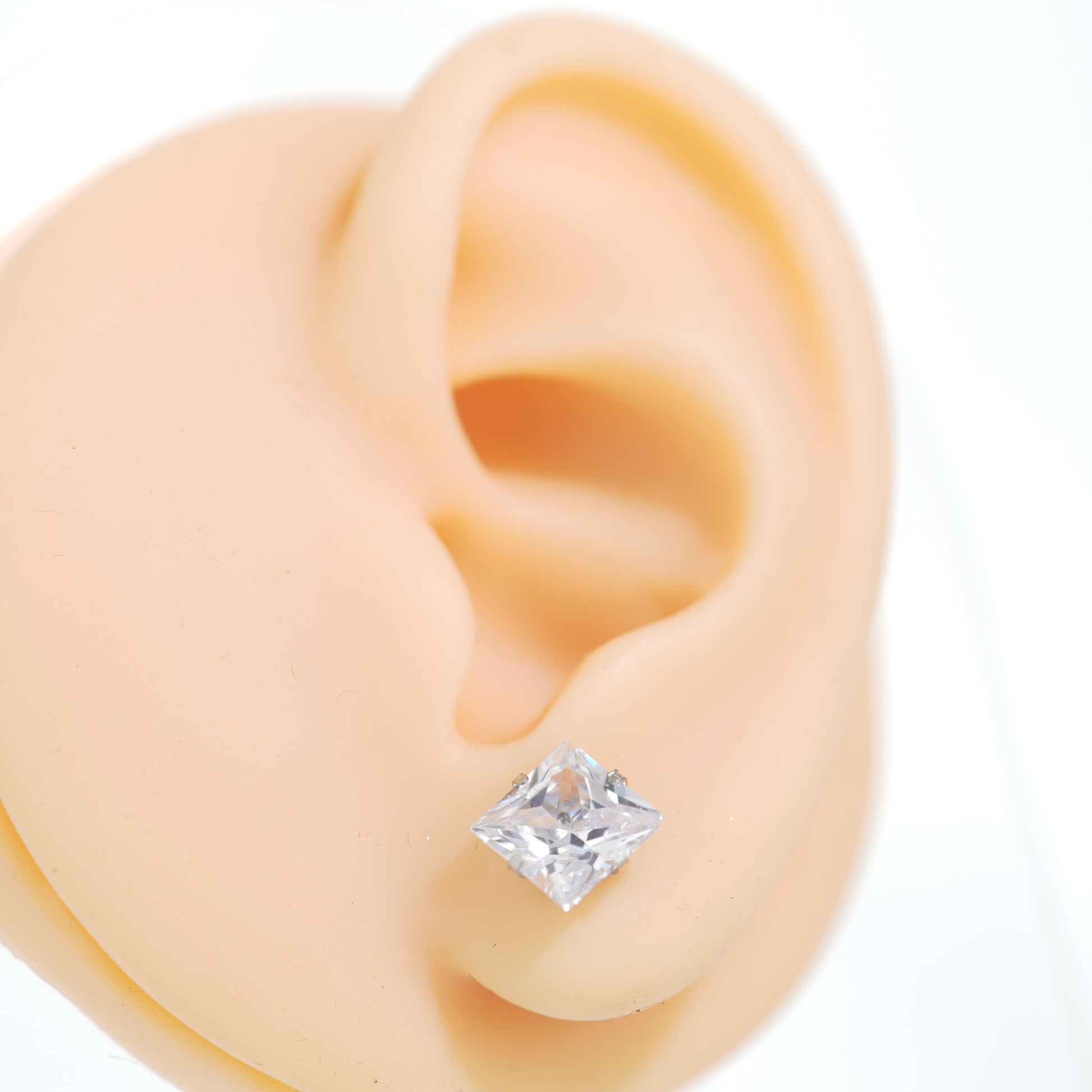 8: Bold Square Cuban Zircon Diamound Studs UNISEX Set of 20pcs. (8 MM)