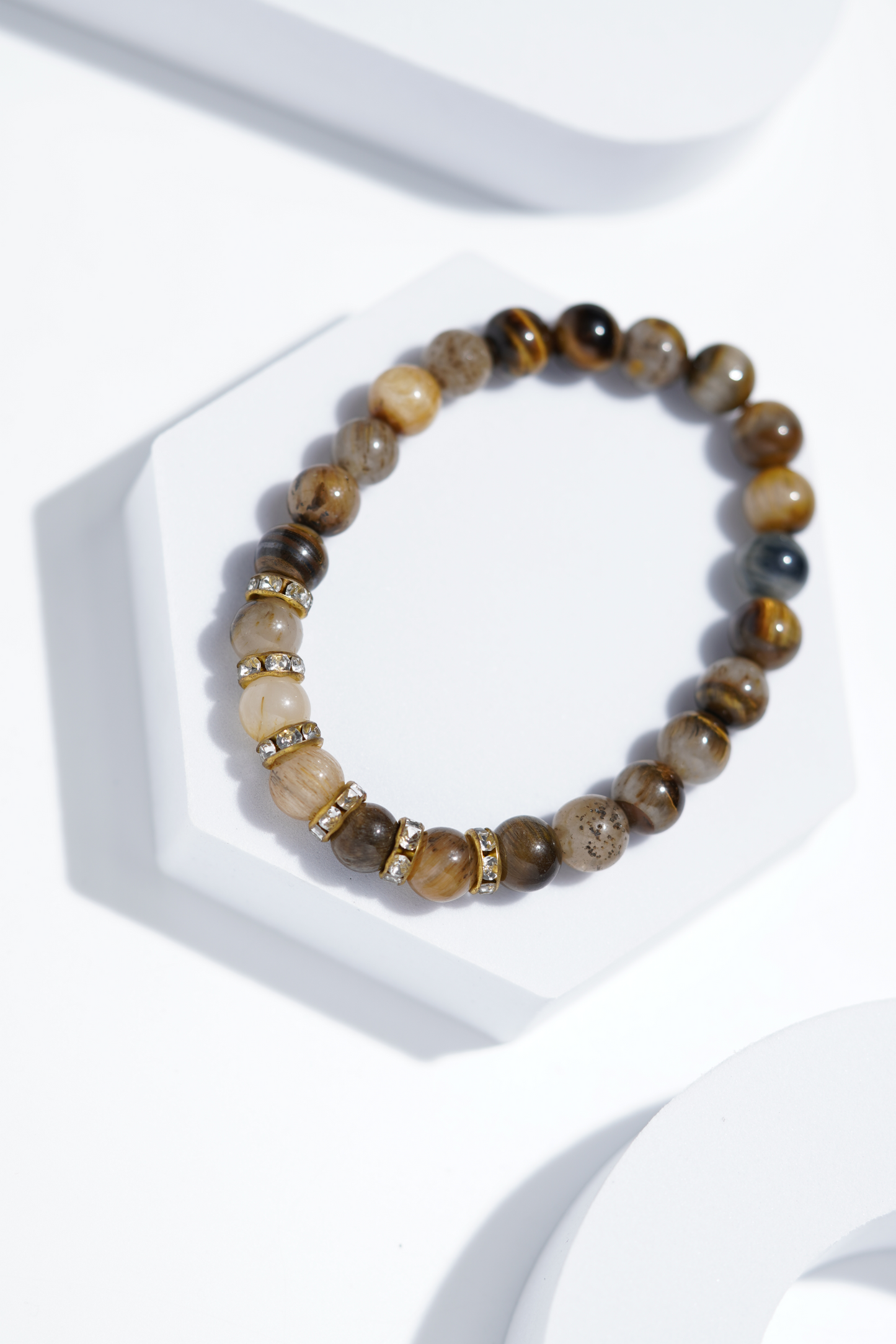 Light Brown Diamond Bead Bracelets | Unisex. worldjewel.in Bead Bracelets