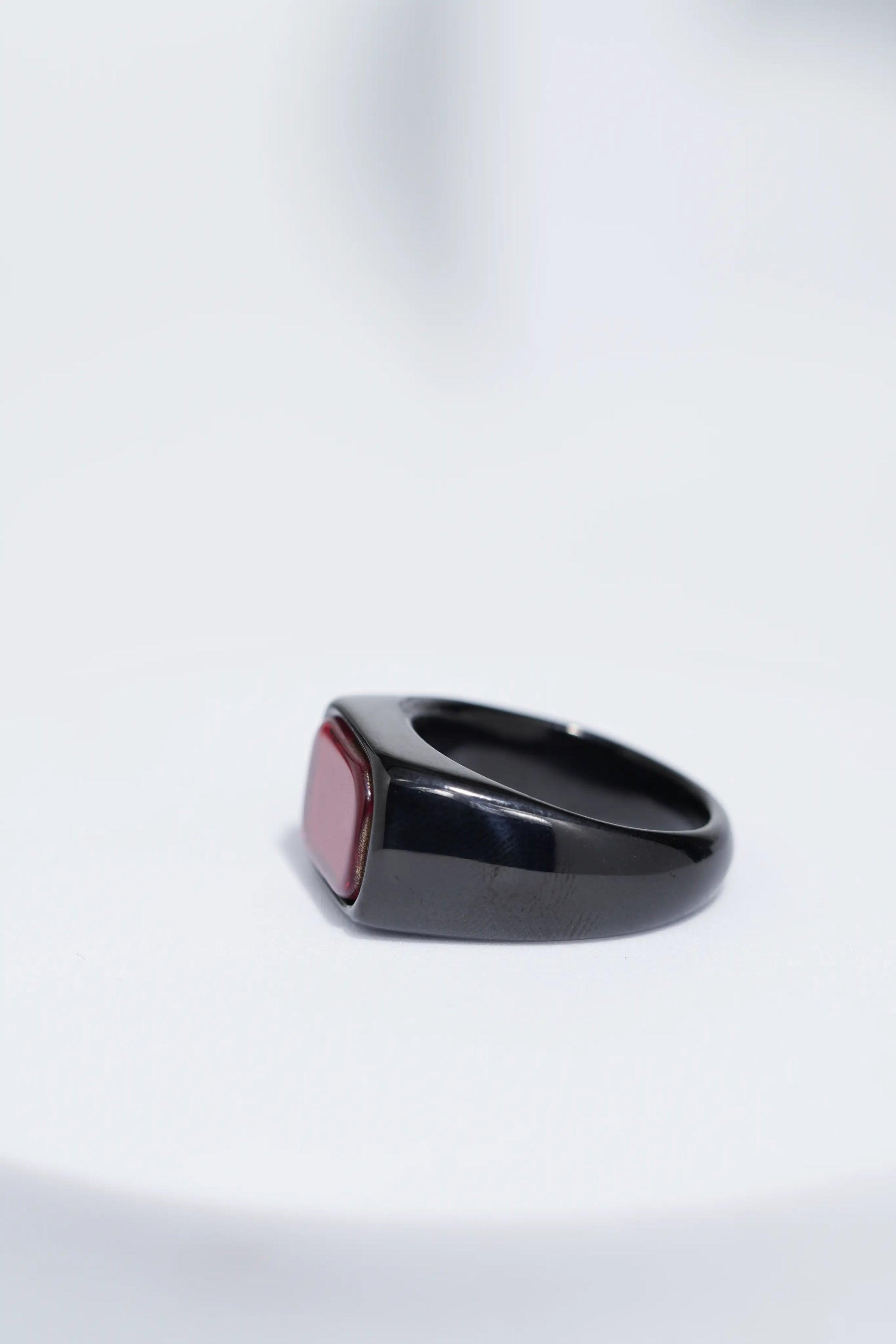 Red Stone Black Stainless Steel Ring For Men. worldjewel.in men's ring