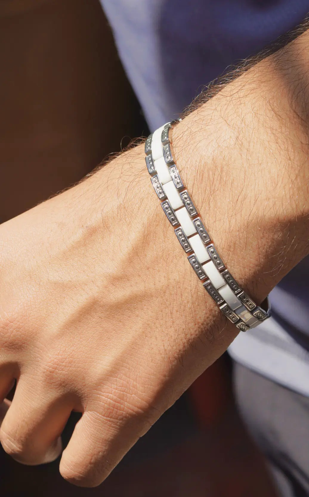 White Dot - Ceramic bracelet for men worldjewel.in men's bracelets
