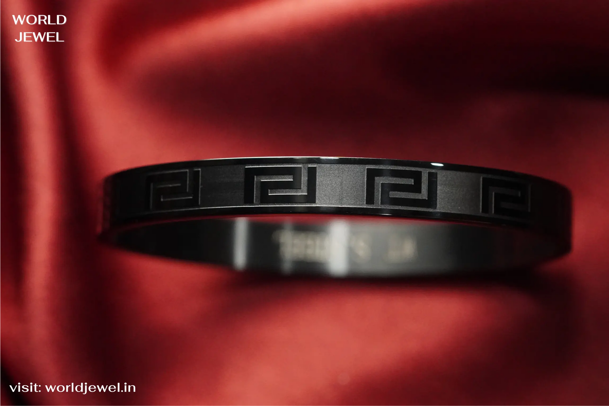 Bold greek Key kada | Stainless Steel bracelet for men's | Anti-Tarnish - worldjewel.in