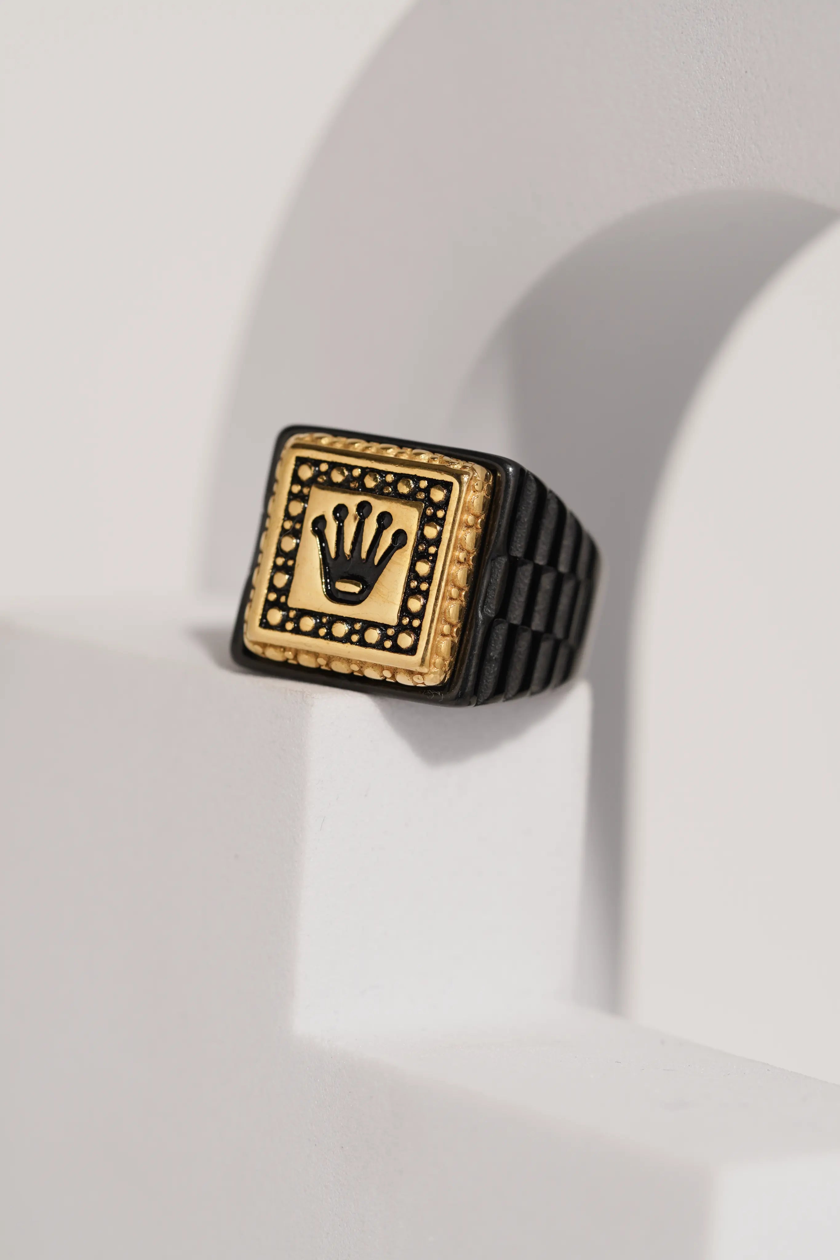 18k Gold Tone Crown Ring For Men worldjewel.in men's ring