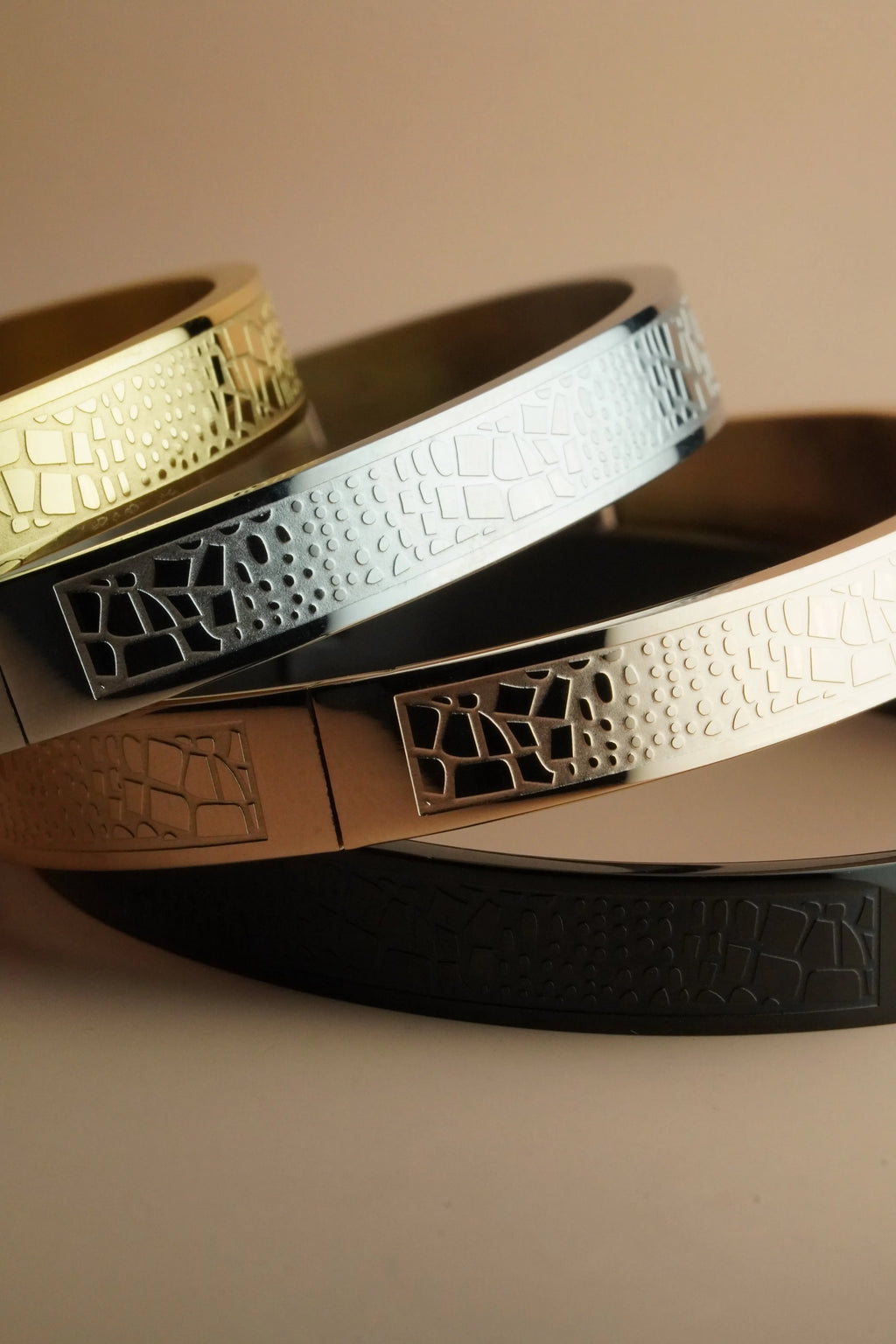 leather pattern kada | Stainless Steel bracelet for men's | Anti-Tarnish - worldjewel.in