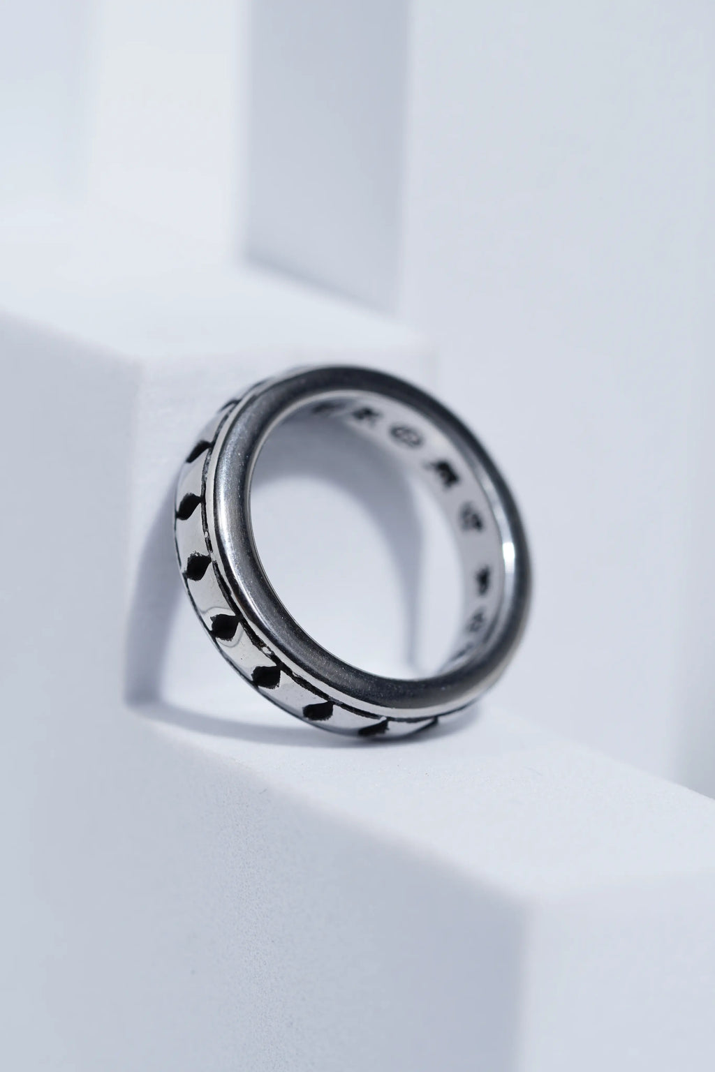 Aesthetic Silver Letter Engarved Ring For Men worldjewel.in men's ring