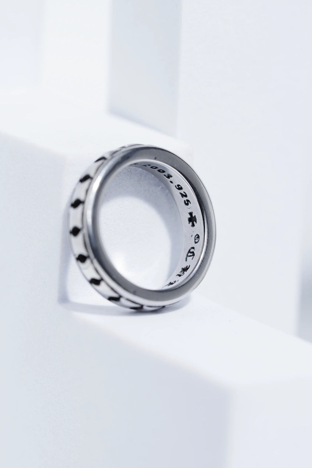 Aesthetic Silver Letter Engarved Ring For Men worldjewel.in men's ring