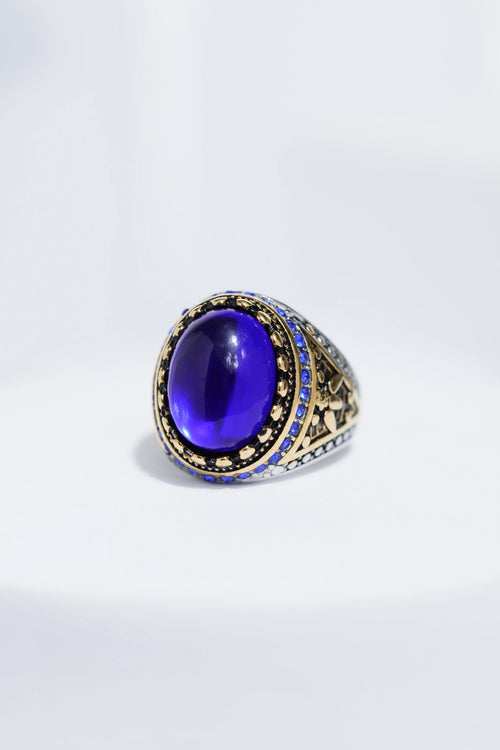 Antique Blue Diamond  Stainless Steel  Ring For Men worldjewel.in men's ring