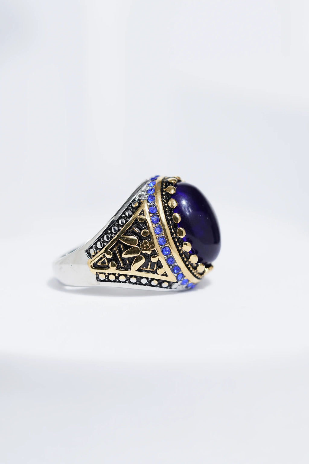 Antique Blue Diamond  Stainless Steel  Ring For Men worldjewel.in men's ring