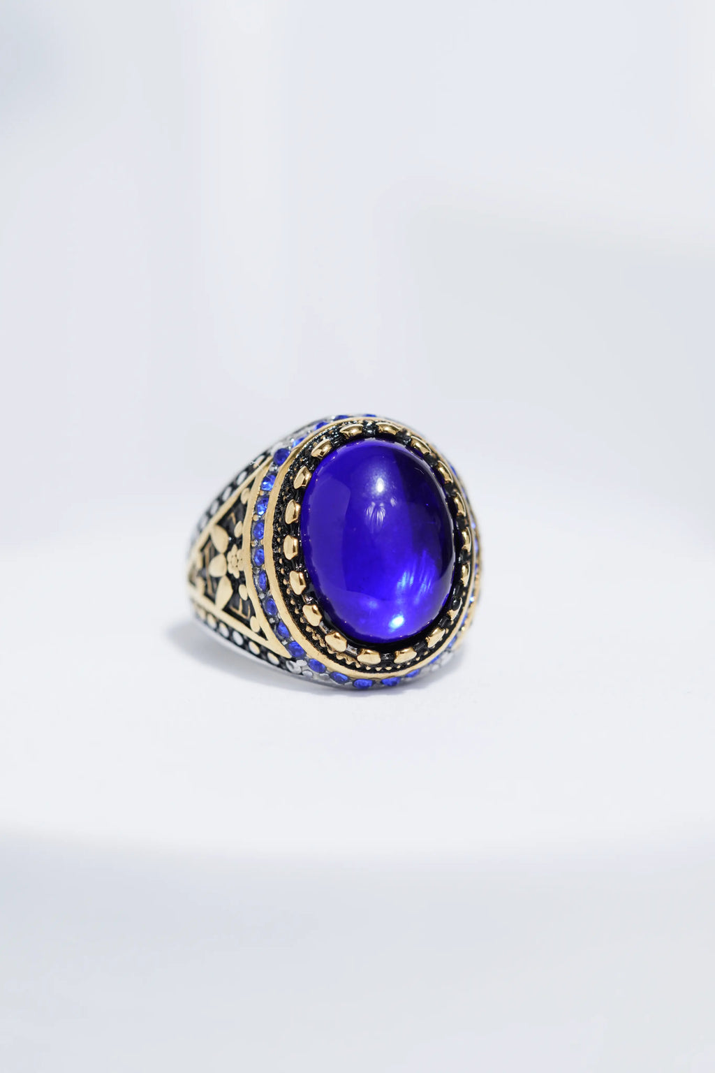 Antique Blue Diamond  Stainless Steel  Ring For Men worldjewel.in men's ring