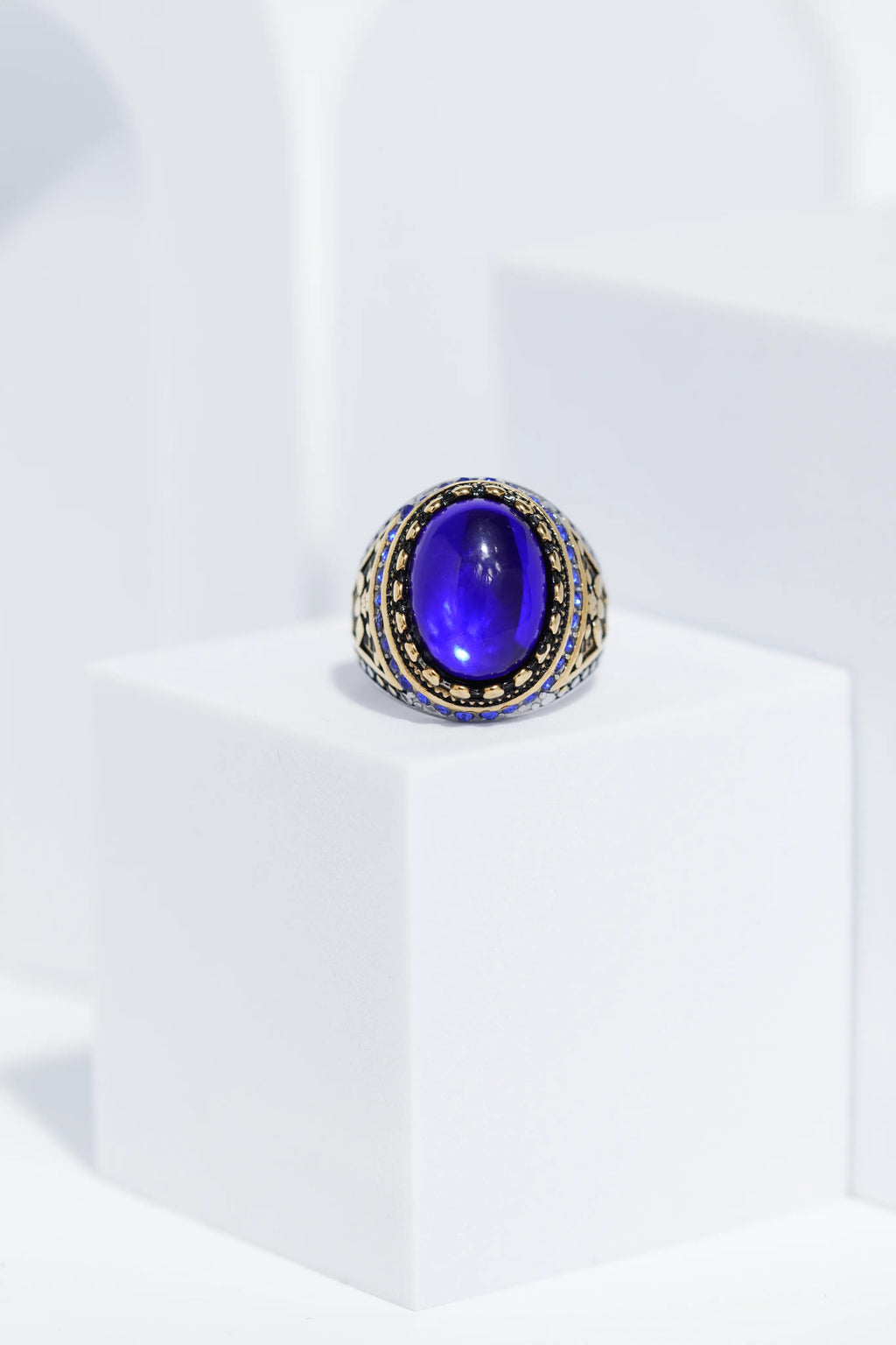 Antique Blue Diamond  Stainless Steel  Ring For Men worldjewel.in men's ring