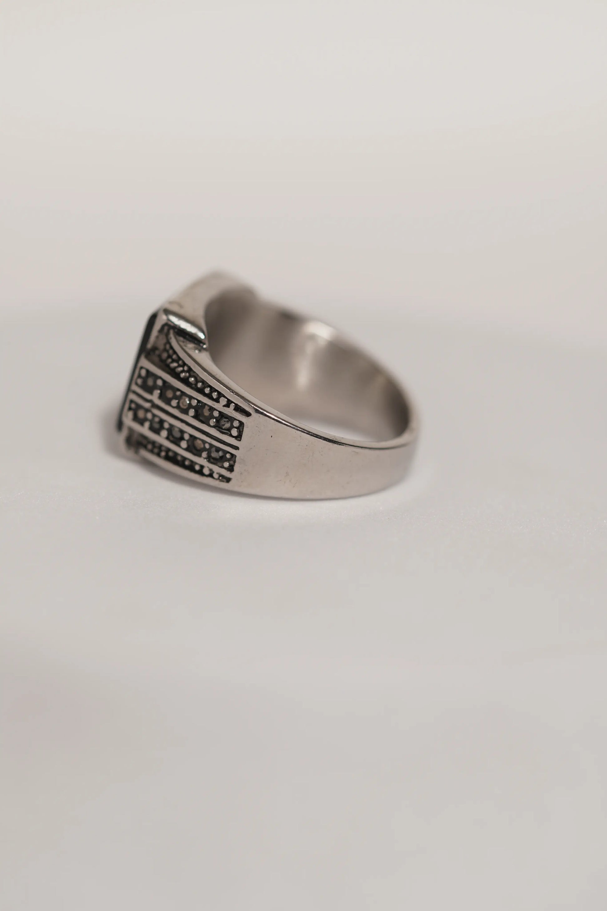 Black Bold Square Stone Stainless Steel Band Ring For Men worldjewel.in men's ring