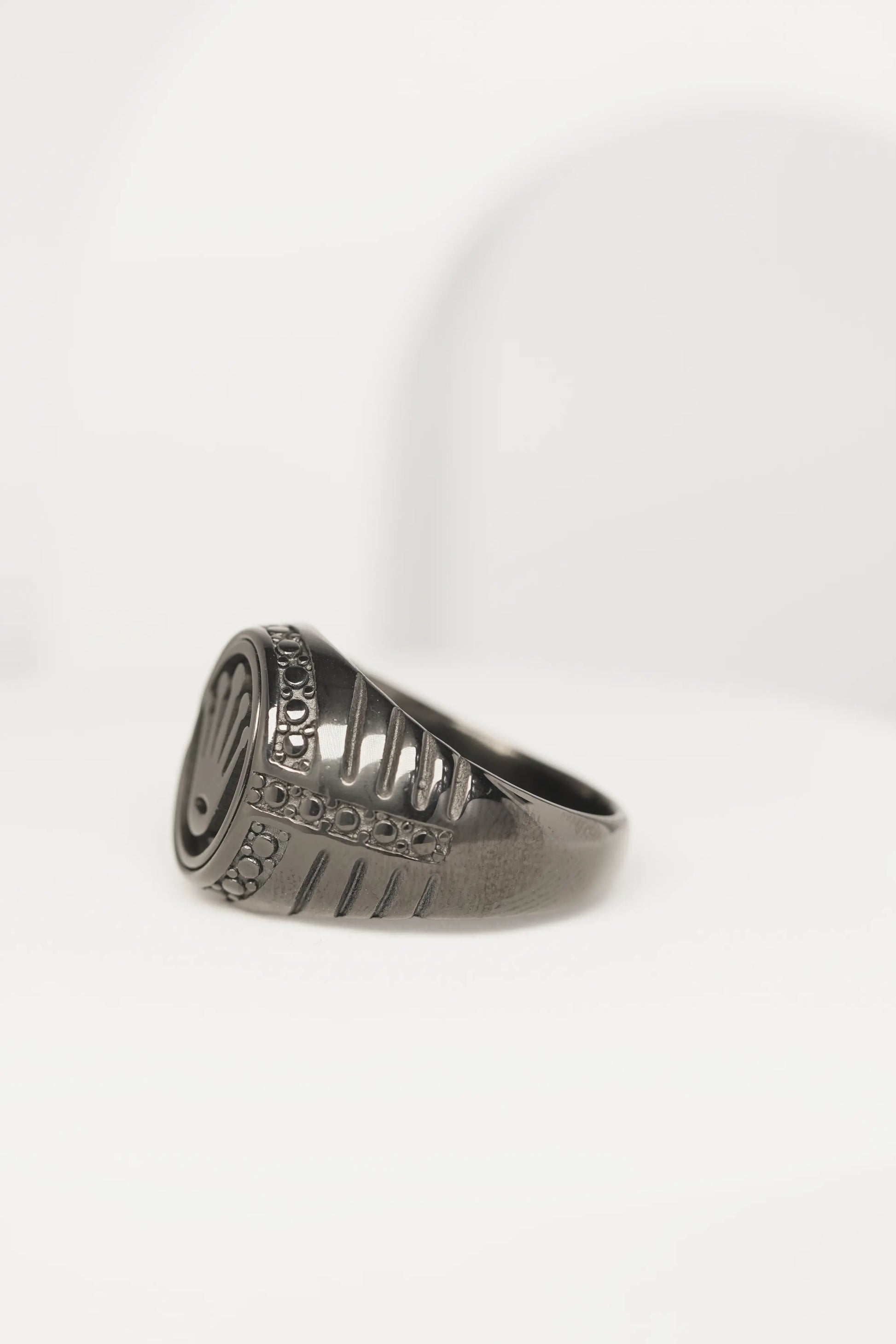 Black Crown Embossed Ring For Men worldjewel.in men's ring
