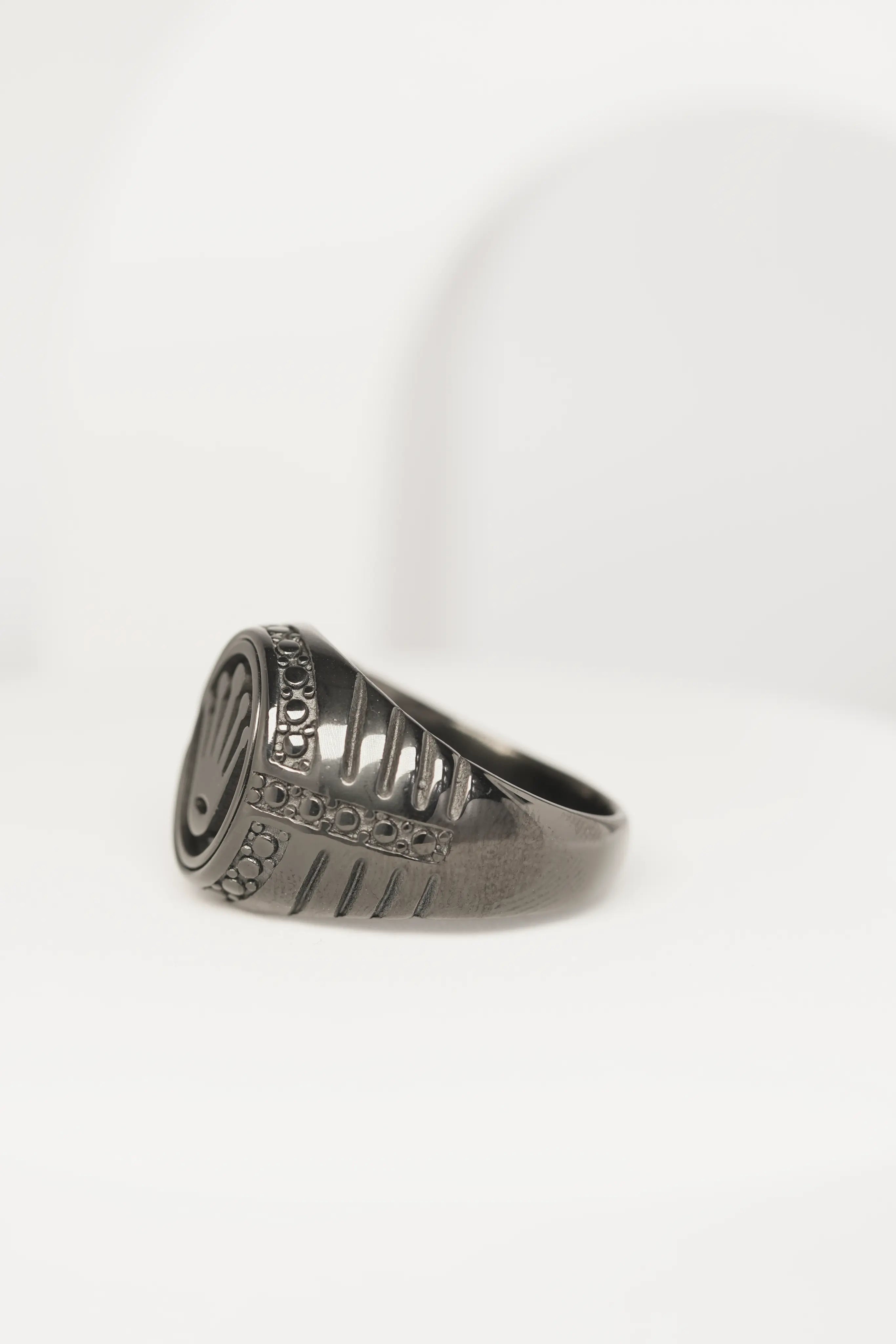 Black Crown Embossed Ring For Men worldjewel.in men's ring