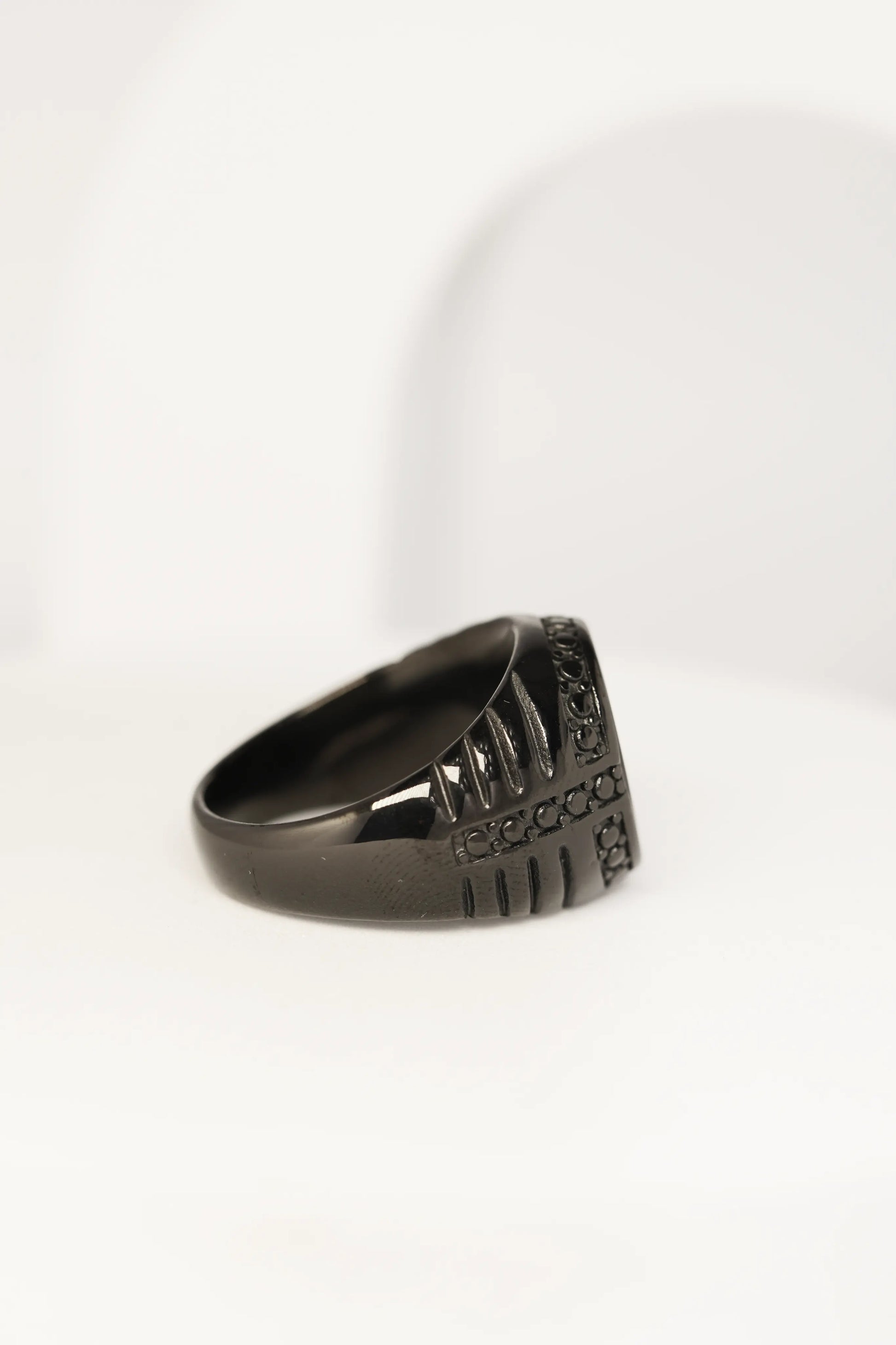 Black Crown Embossed Ring For Men worldjewel.in men's ring
