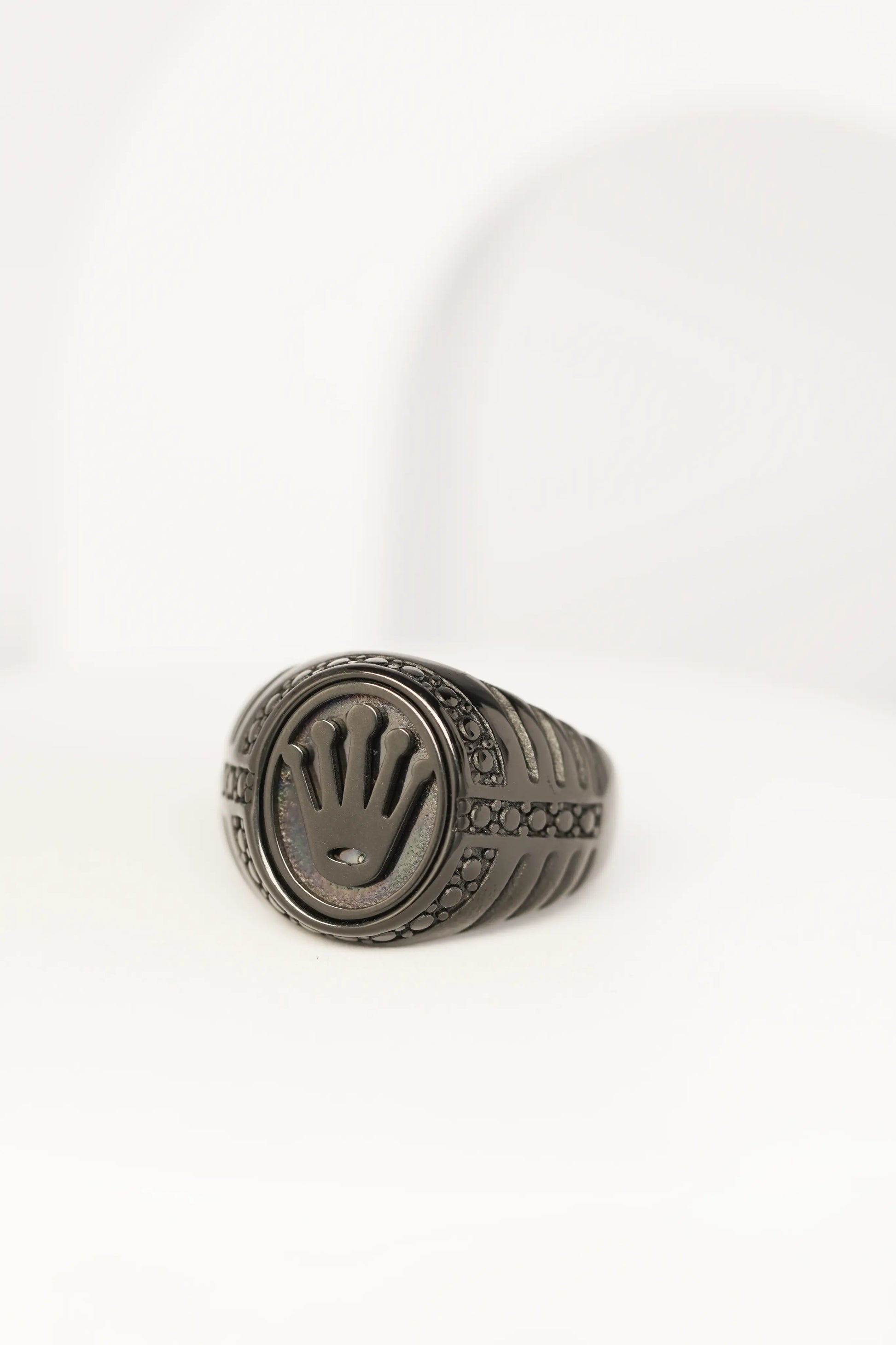 Black Crown Embossed Ring For Men worldjewel.in men's ring