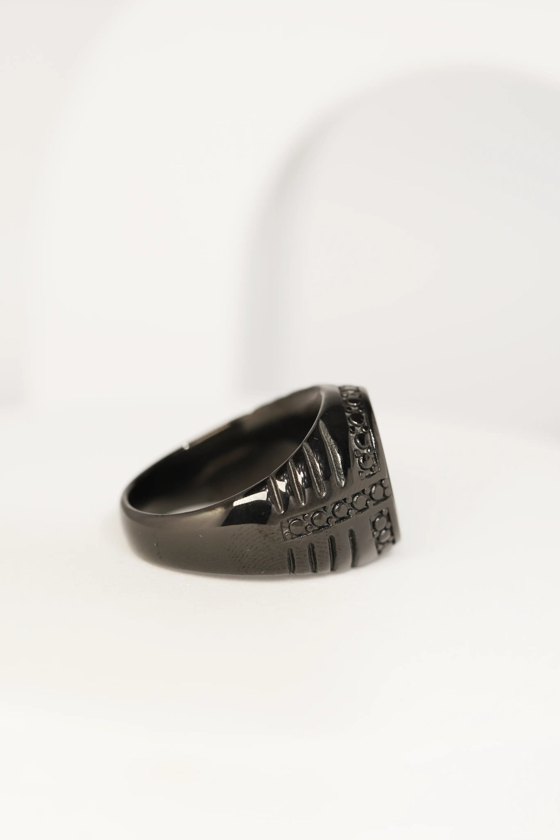 Black Crown Embossed Ring For Men worldjewel.in men's ring