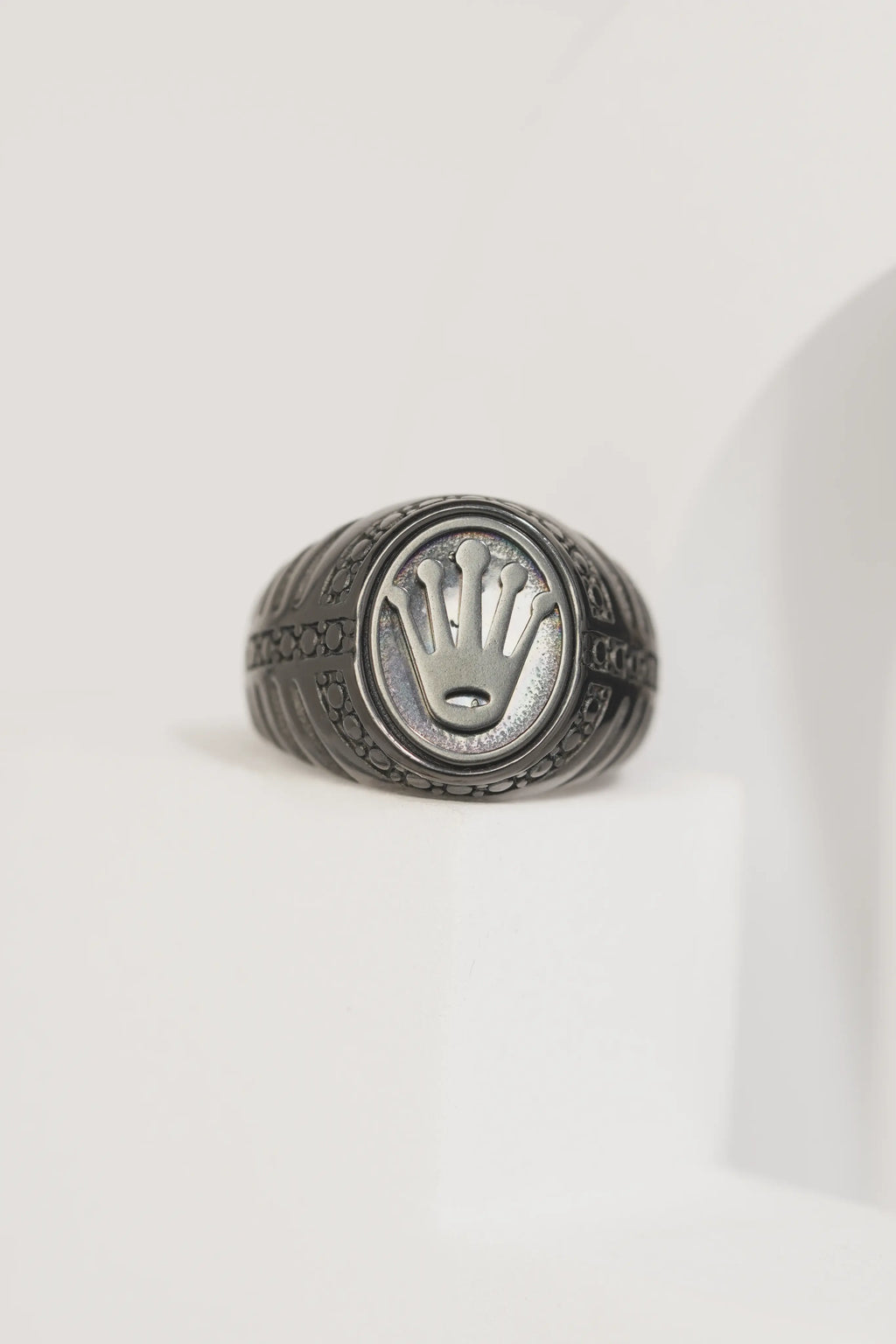 Black Crown Embossed Ring For Men worldjewel.in men's ring