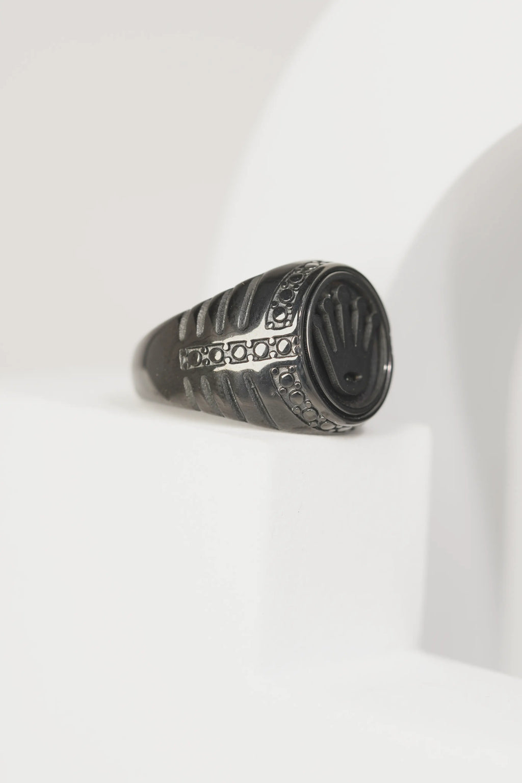 Black Crown Embossed Ring For Men worldjewel.in men's ring