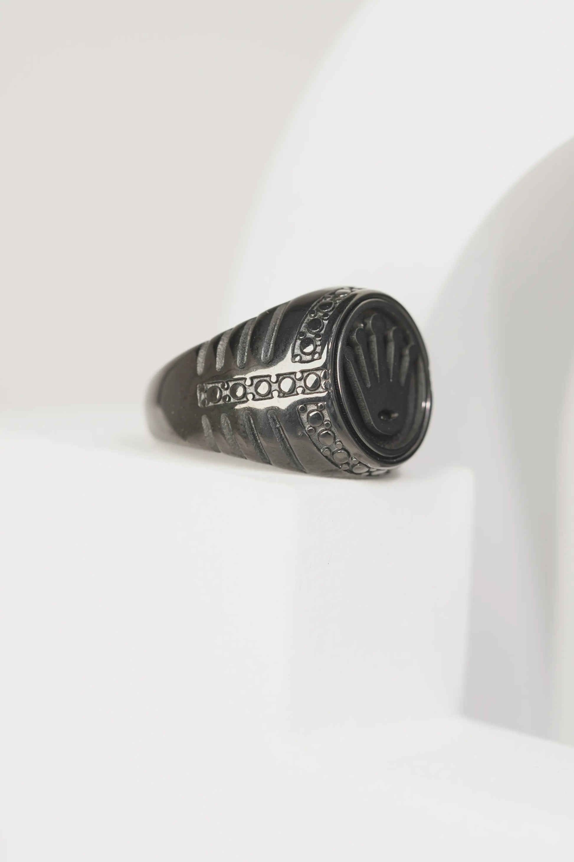 Black Crown Embossed Ring For Men worldjewel.in men's ring