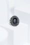 Black Cut Oval Silver Stainless Steel Ring For Men.