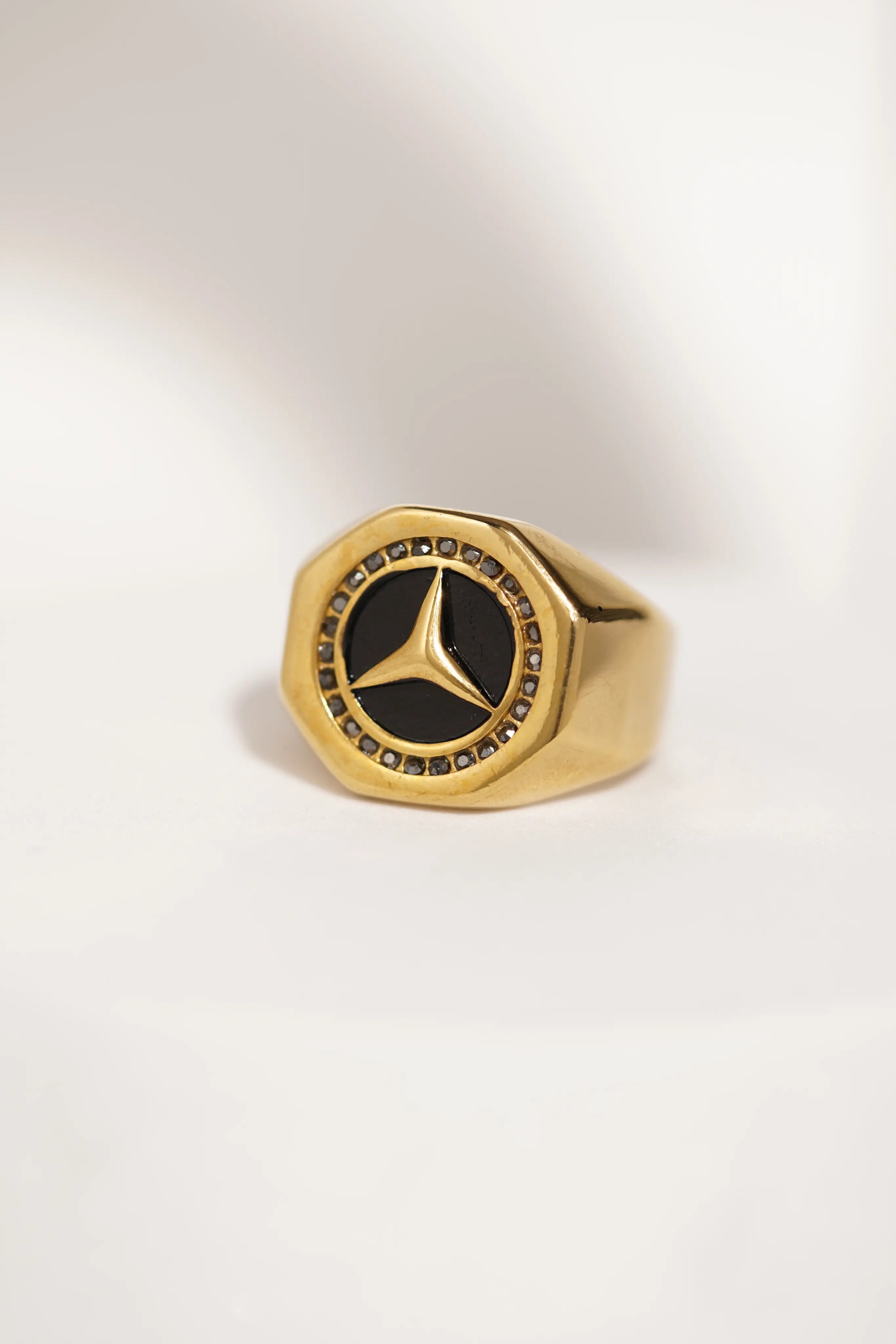 Black Diamond Golden Ring worldjewel.in men's ring