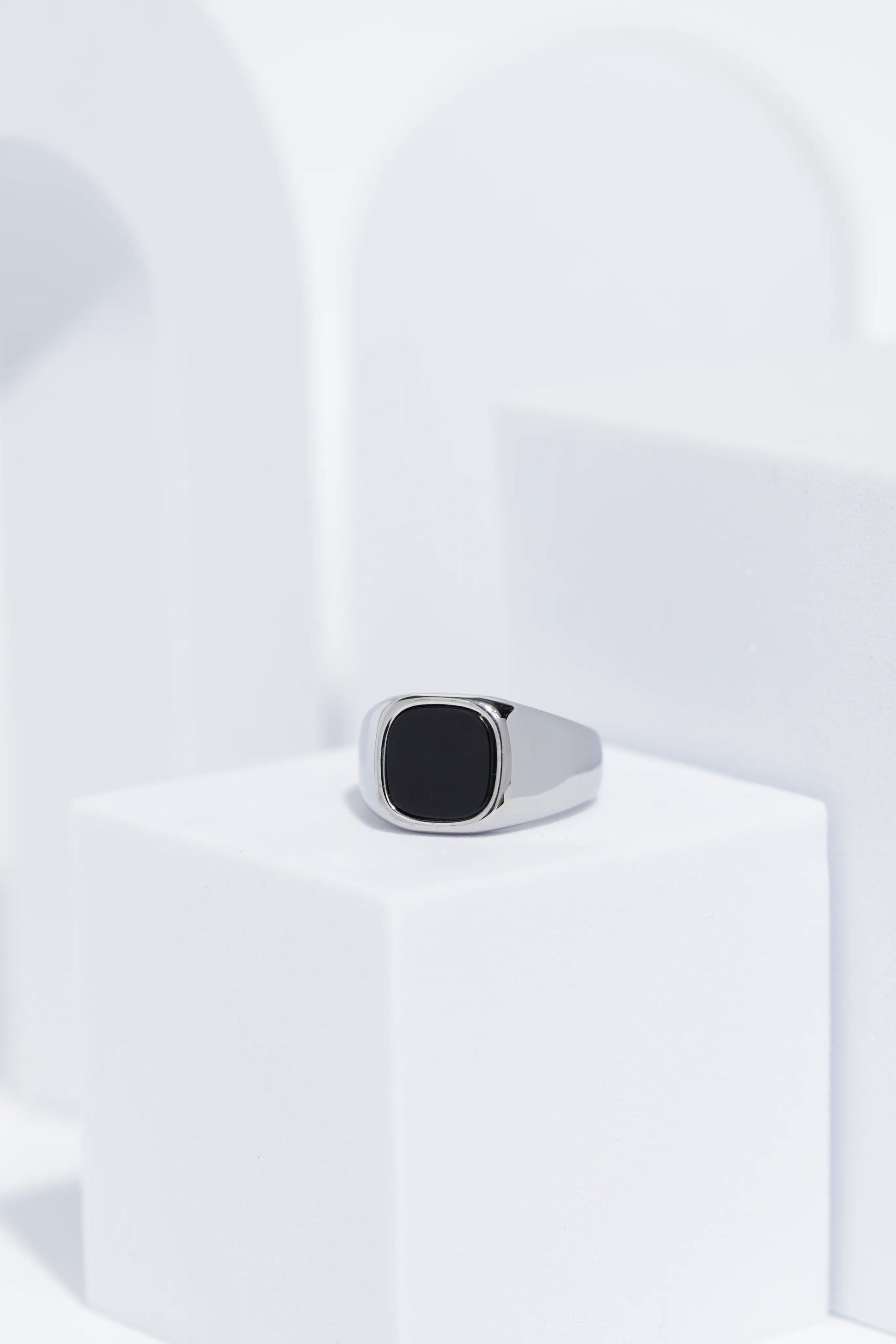 Black Diamond Silver Minimalistic Stainless Steel Ring For Men. worldjewel.in men's ring