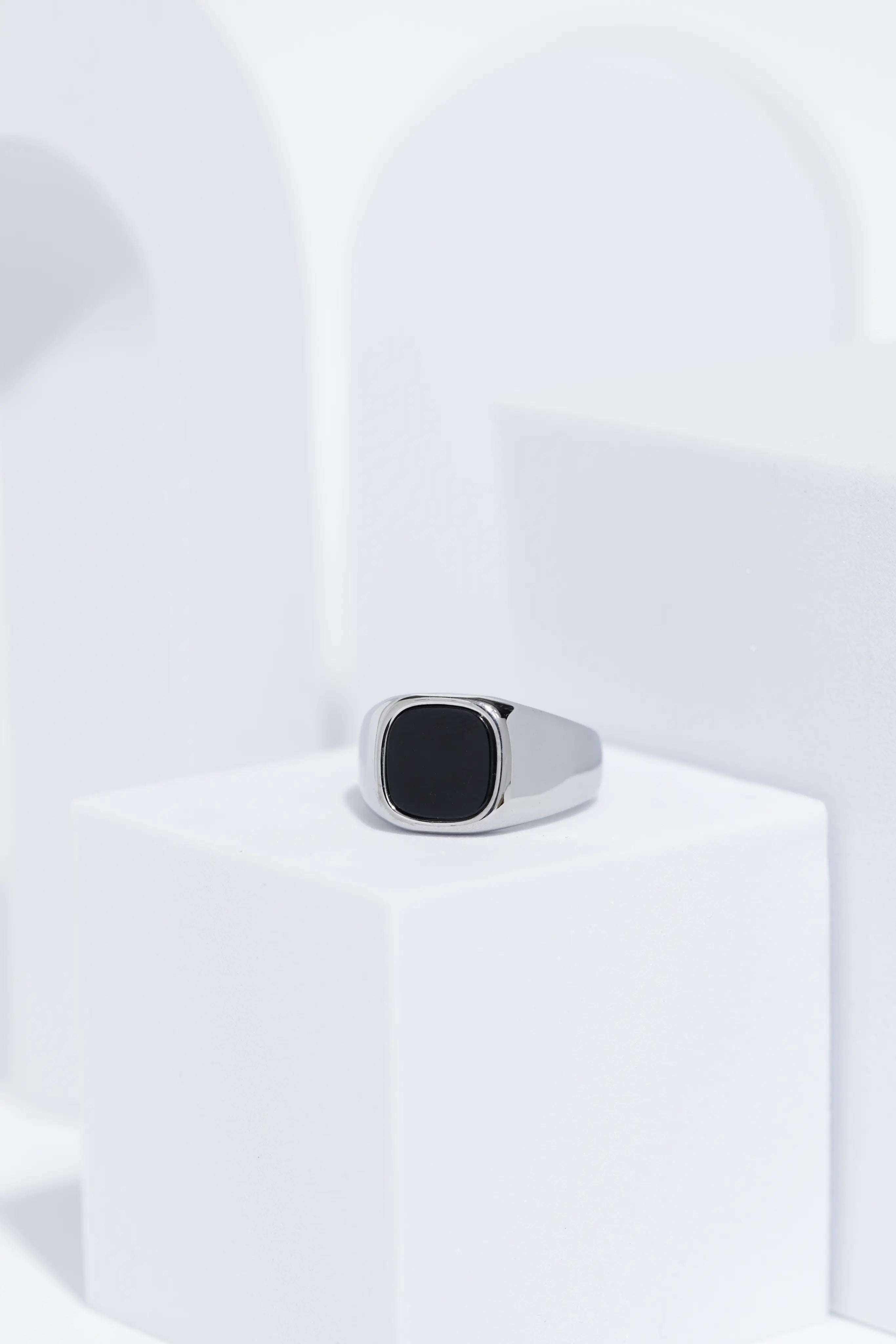 Black Diamond Silver Minimalistic Stainless Steel Ring For Men. worldjewel.in men's ring