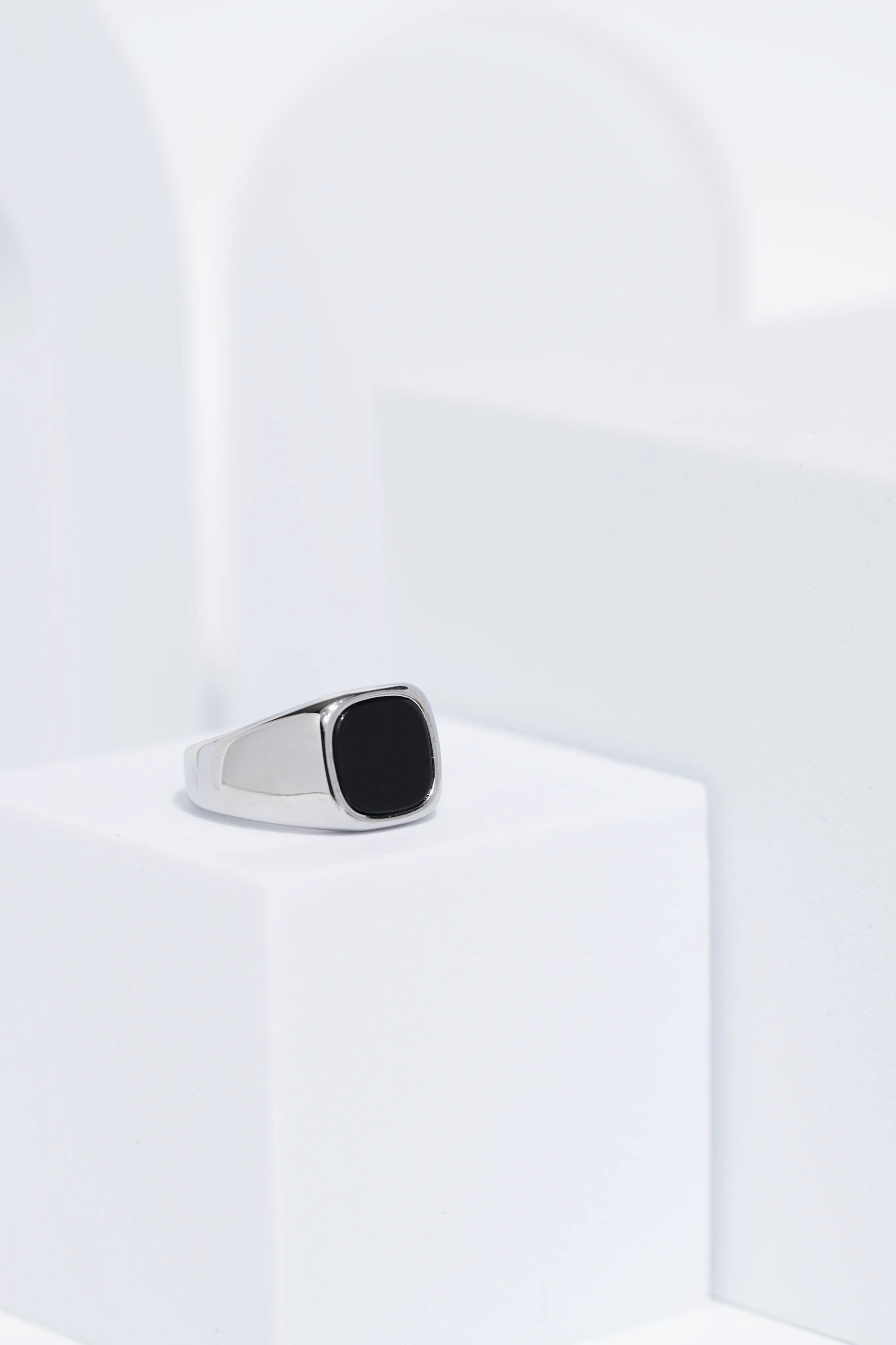 Black Diamond Silver Minimalistic Stainless Steel Ring For Men. worldjewel.in men's ring