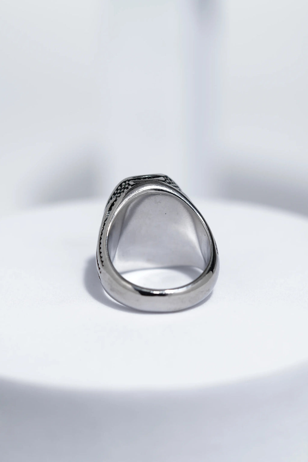 Black Oval Stone minimal silver  Stainless Steel Ring For Men. worldjewel.in men's ring