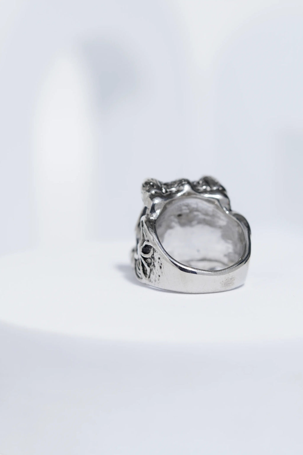 Black Stone Rectangle Silver Textured Turkish Ring For Men. worldjewel.in men's ring