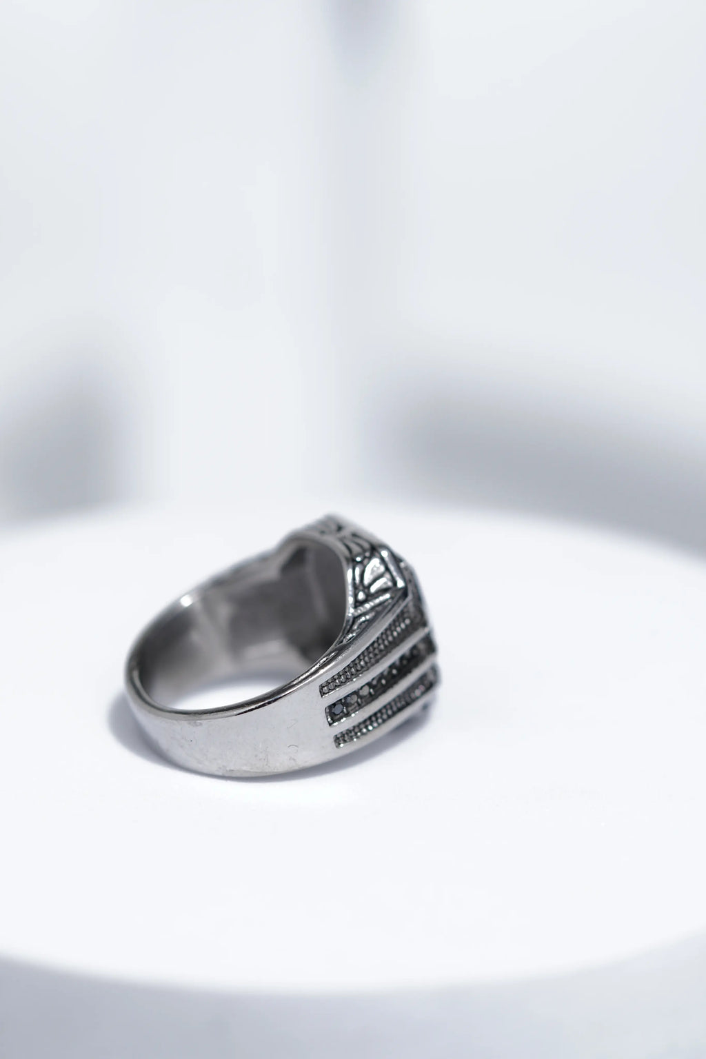 Black Stone Silver Turkish Ring For Men. worldjewel.in men's ring