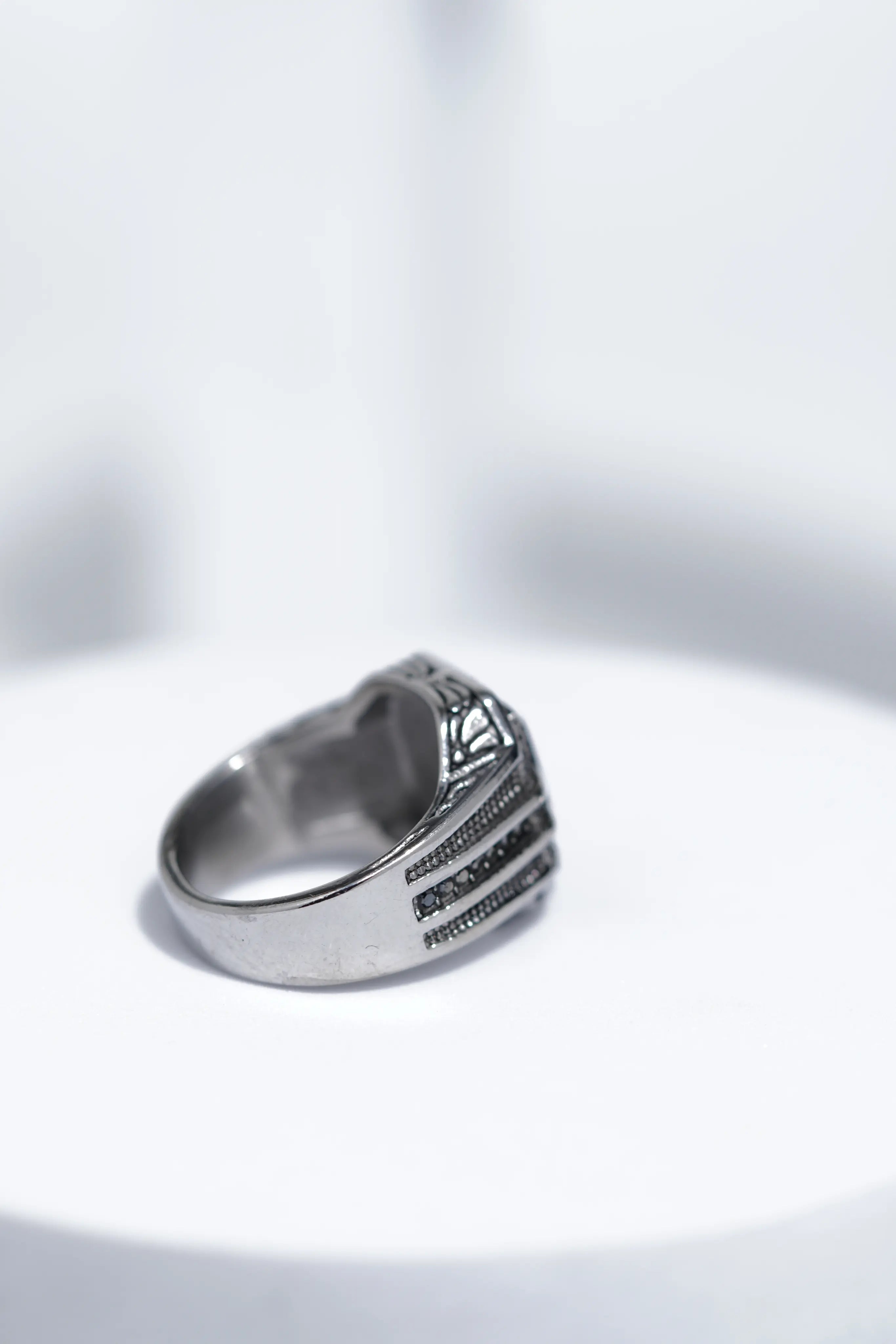 Black Stone Silver Turkish Ring For Men. worldjewel.in men's ring