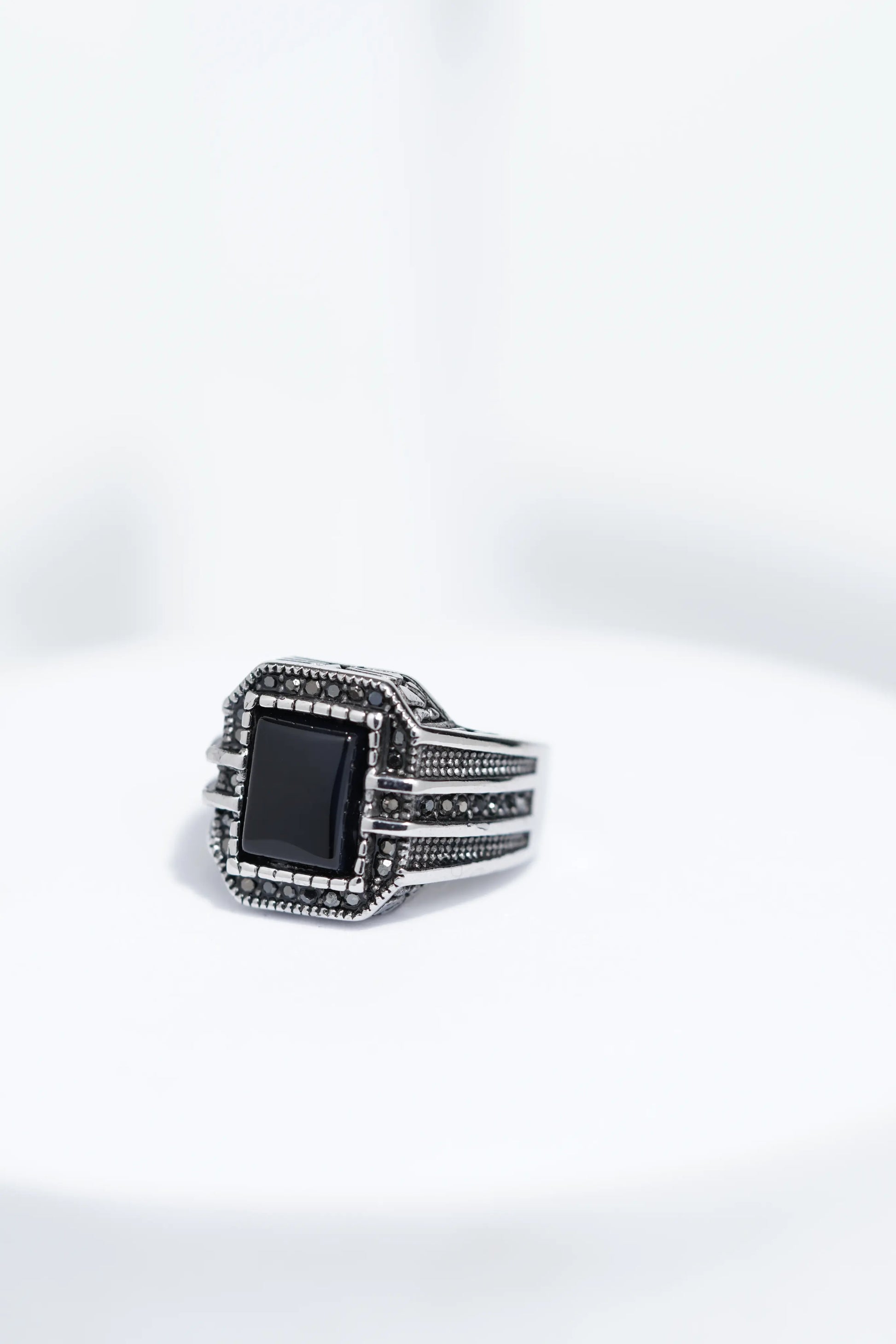 Black Stone Silver Turkish Ring For Men. worldjewel.in men's ring