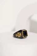 Black & Gold Stainless Steel Band Finger Ring For Men worldjewel.in men's ring
