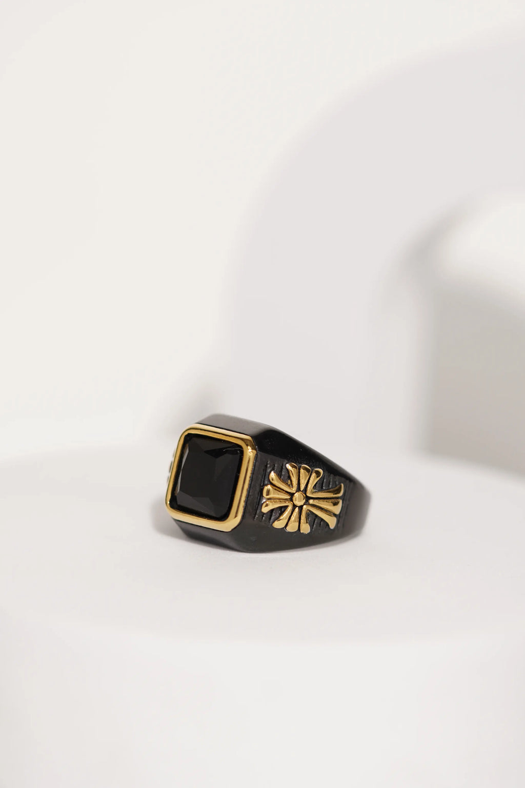 Black & Gold Stainless Steel Band Finger Ring For Men worldjewel.in men's ring