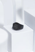 Black & Golden Diamond Studded Silver & Black Ring For Men. worldjewel.in men's ring