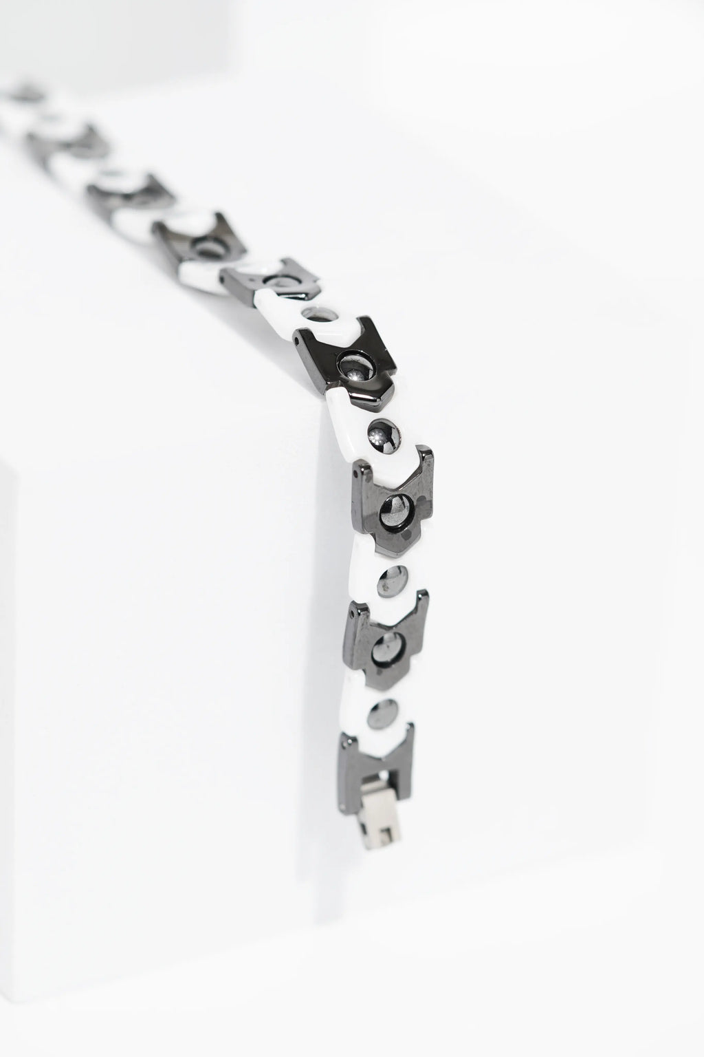Black & White Bold Ceramic bracelet for men. worldjewel.in men's bracelets