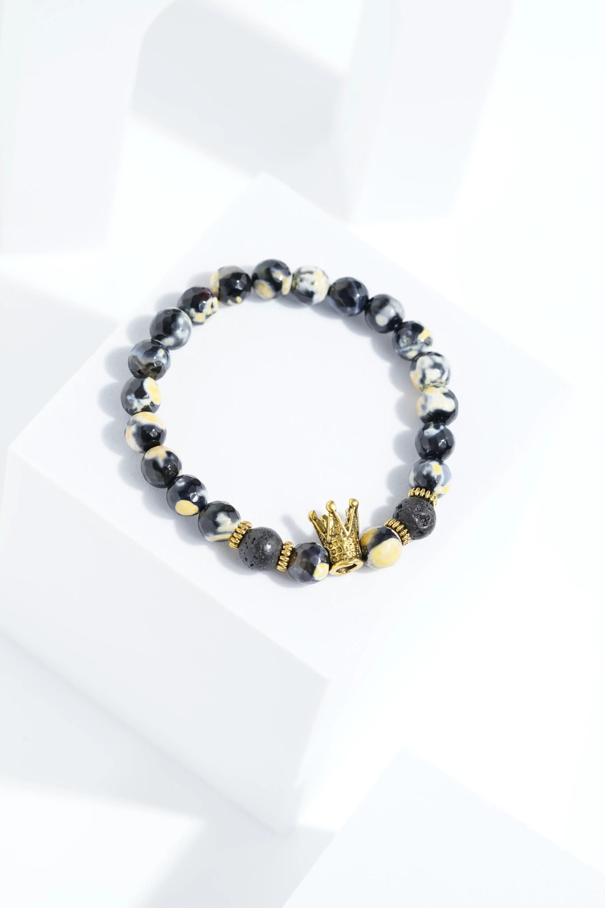 Black & Yellow Crown  Bead Bracelets | Unisex worldjewel.in Bead Bracelets