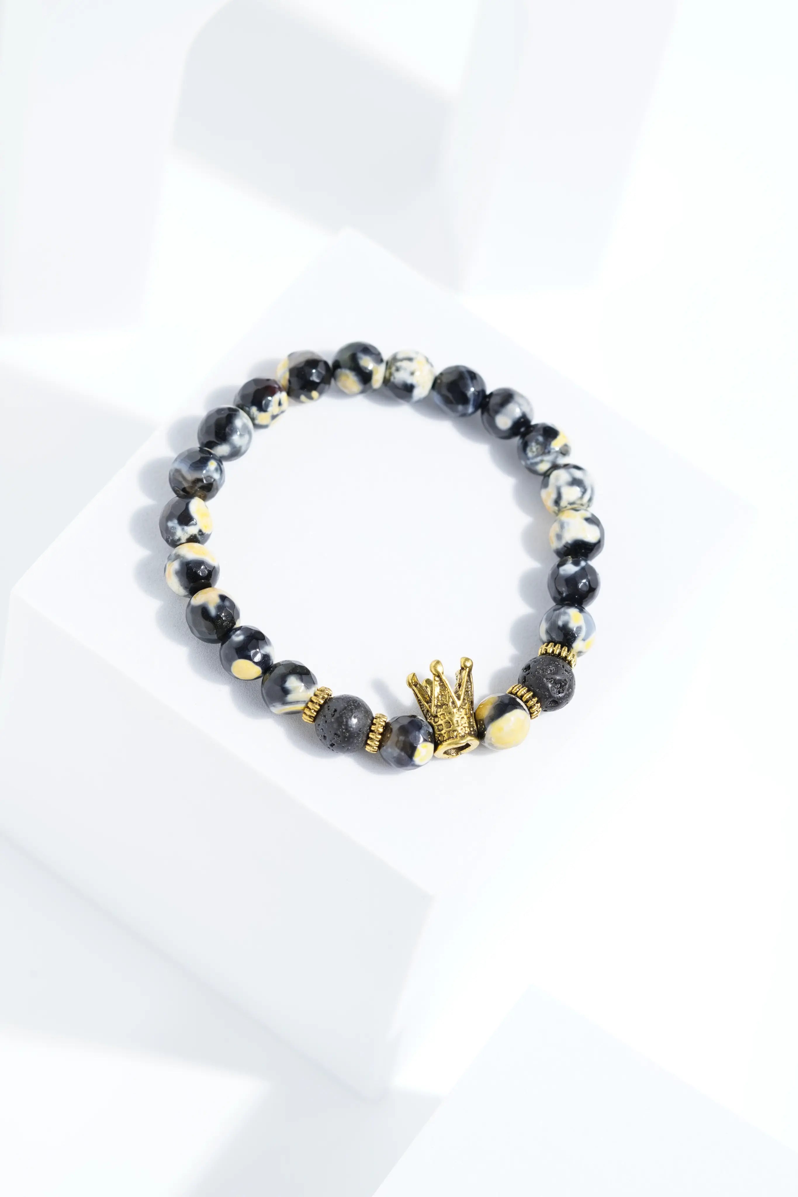 Black & Yellow Crown  Bead Bracelets | Unisex worldjewel.in Bead Bracelets
