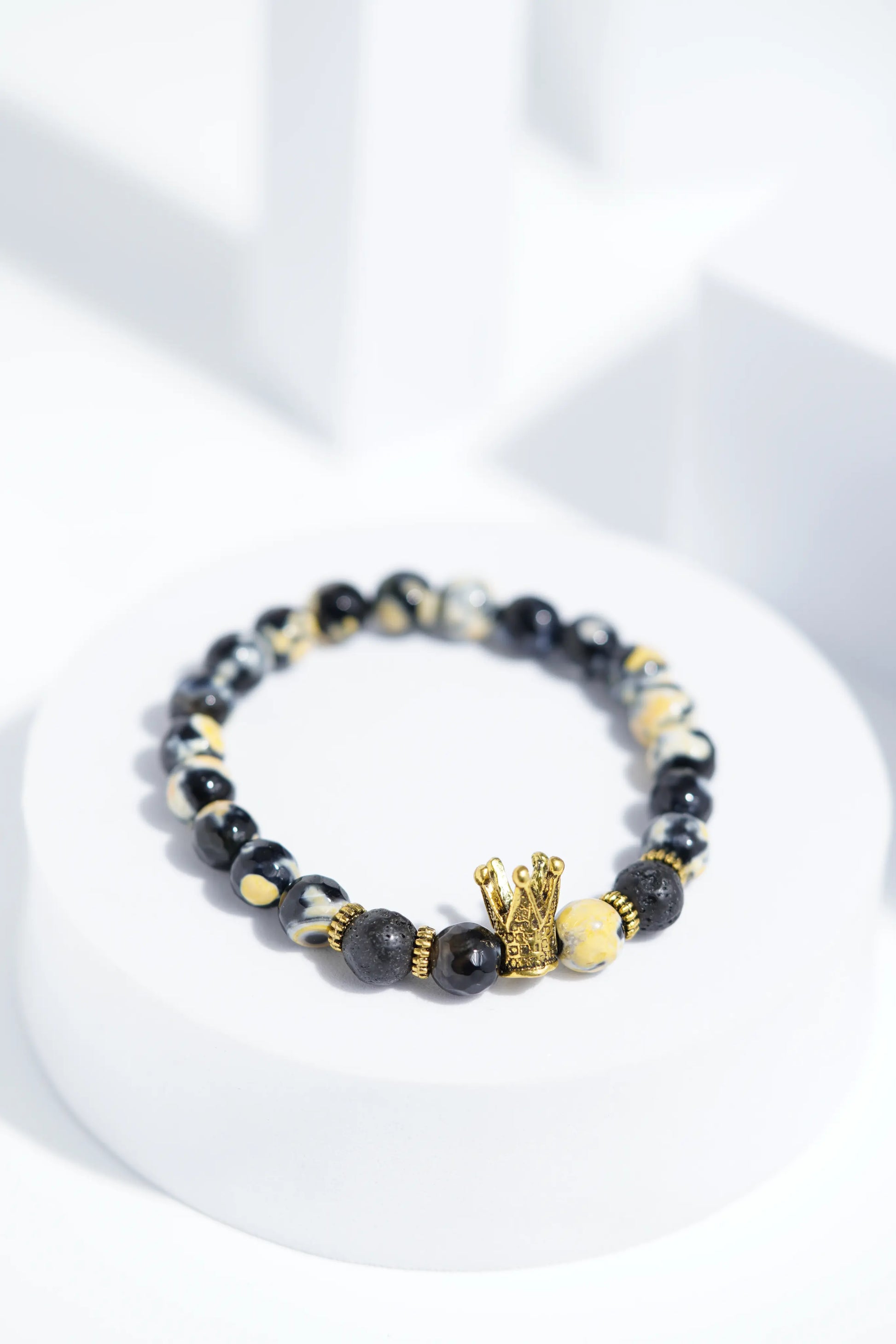 Black & Yellow Crown  Bead Bracelets | Unisex worldjewel.in Bead Bracelets