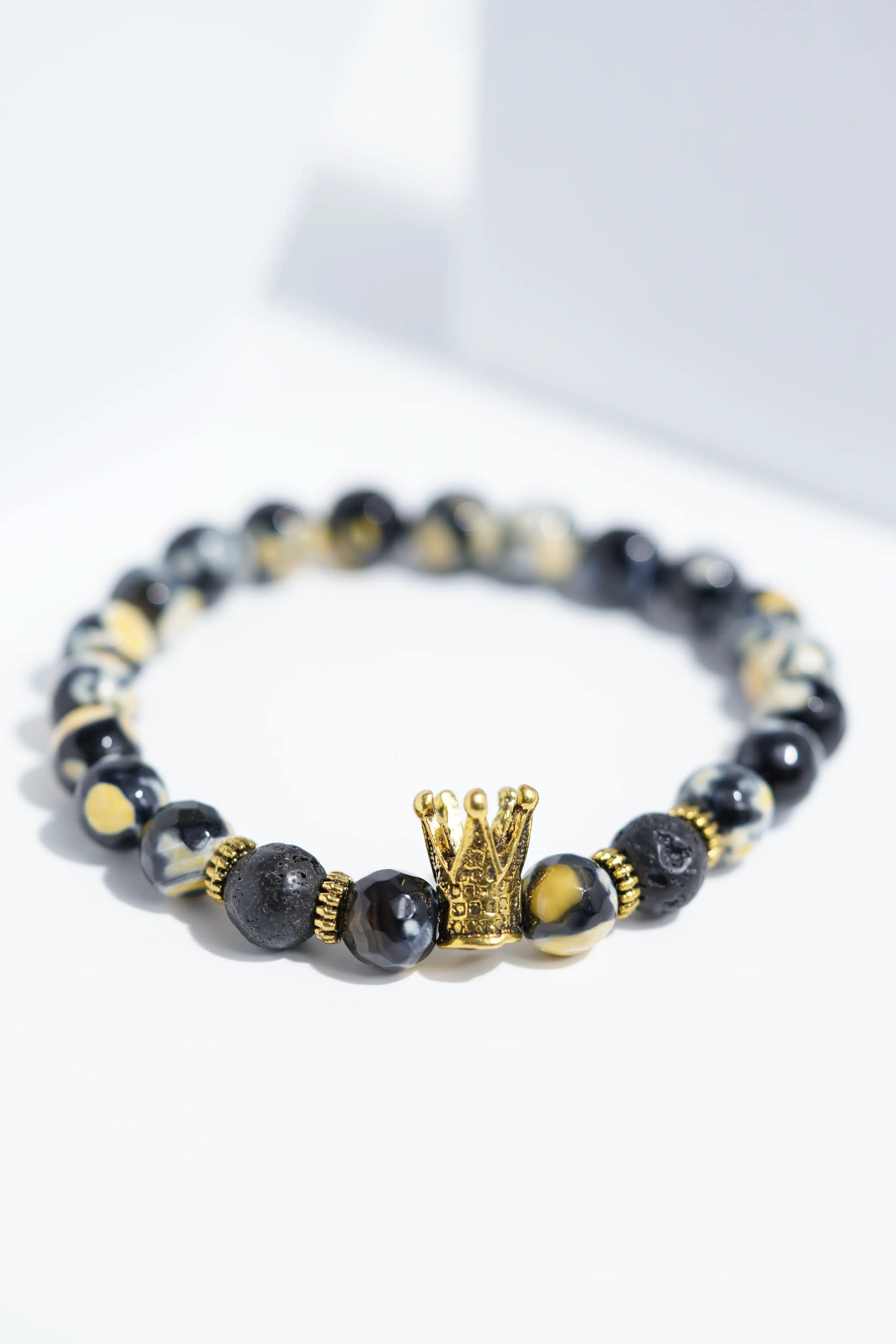 Black & Yellow Crown  Bead Bracelets | Unisex worldjewel.in Bead Bracelets