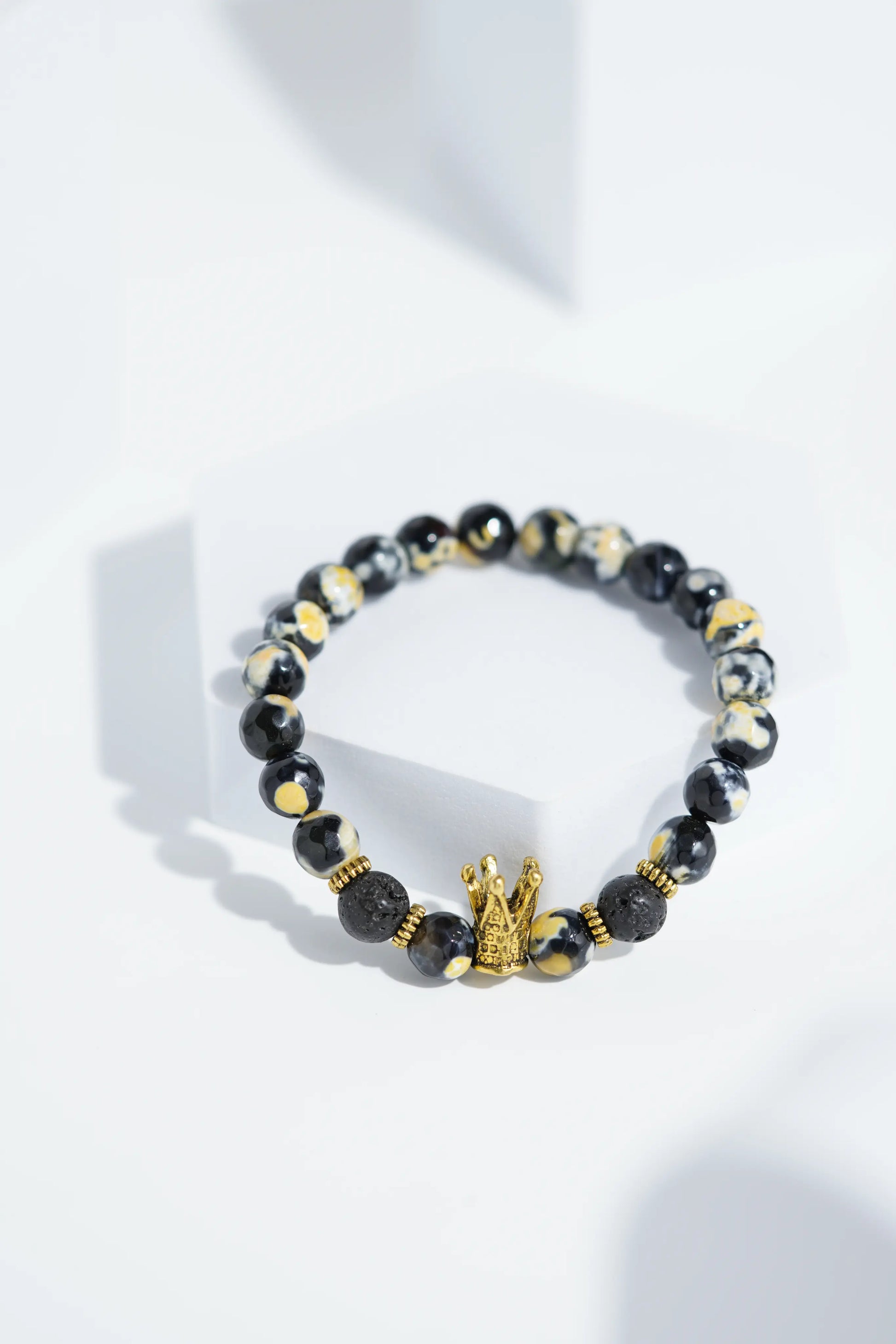 Black & Yellow Crown  Bead Bracelets | Unisex worldjewel.in Bead Bracelets