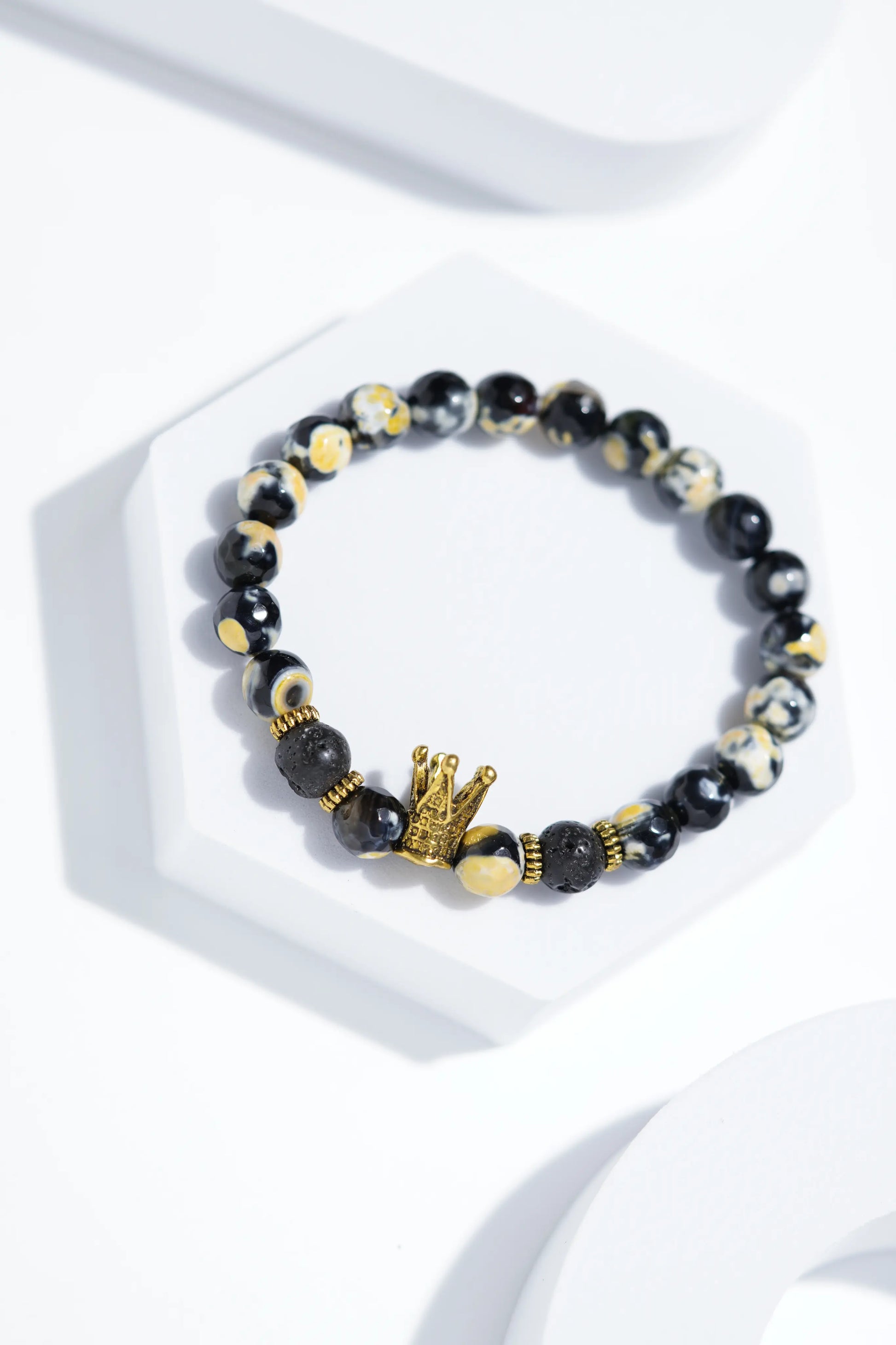 Black & Yellow Crown  Bead Bracelets | Unisex worldjewel.in Bead Bracelets