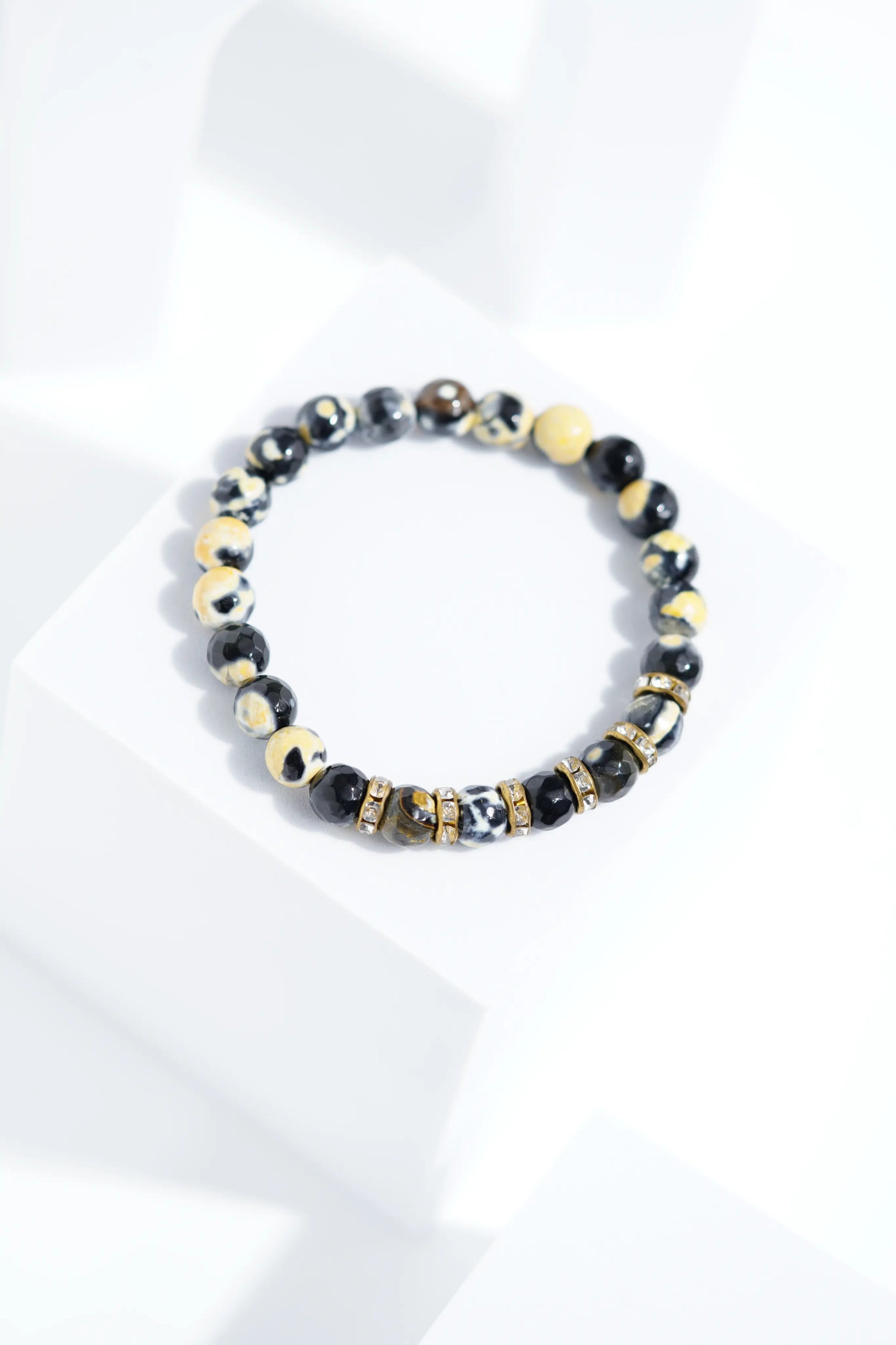 Black & Yellow Diamond Bead Bracelets | Unisex. worldjewel.in Bead Bracelets